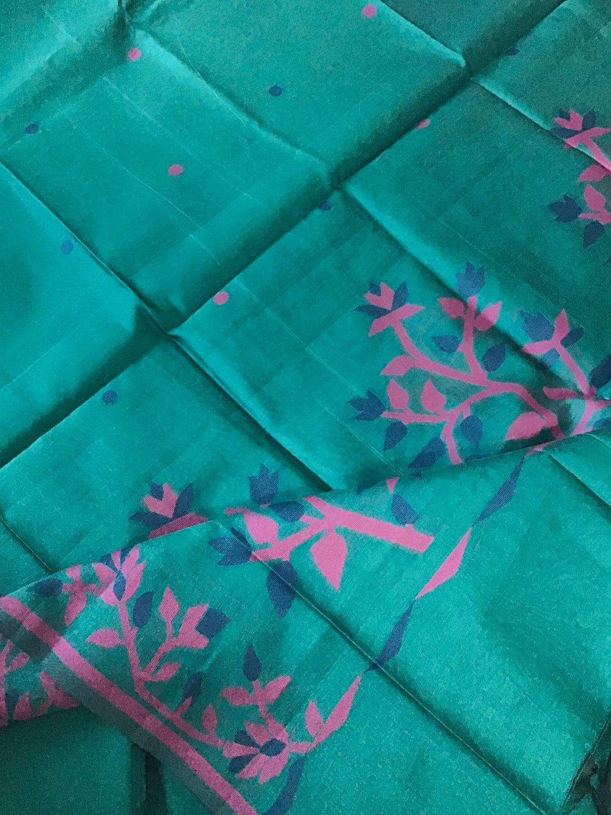 Soft Slub Chanderi Jamdani Weaved Suit - Green