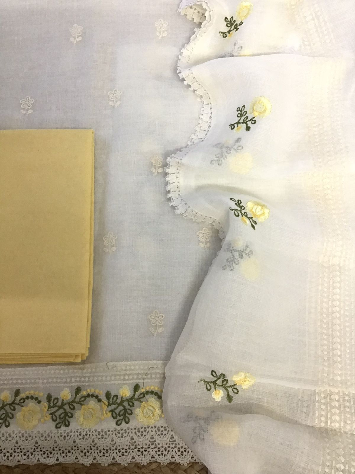 Soft Jute Kota Embroidered Suit - White