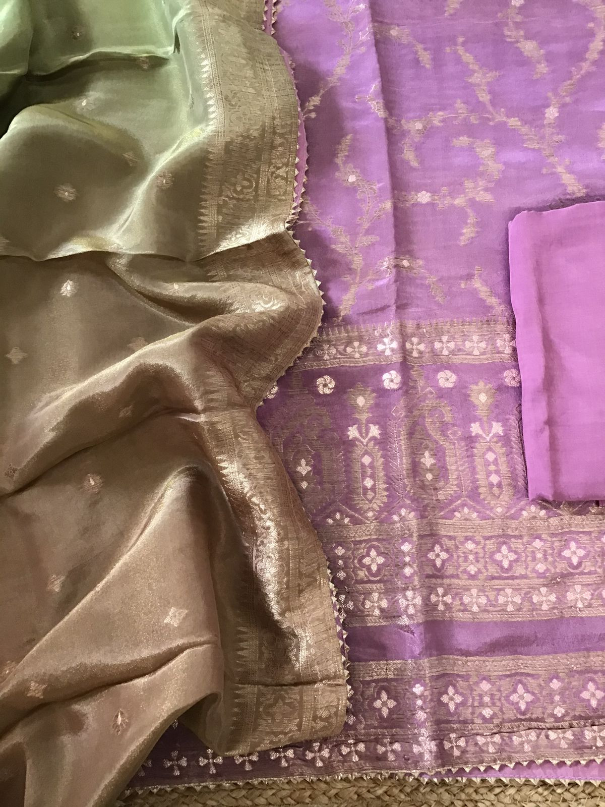 Pure Tissue Chanderi Banarasi Weaved Suit - Lilac
