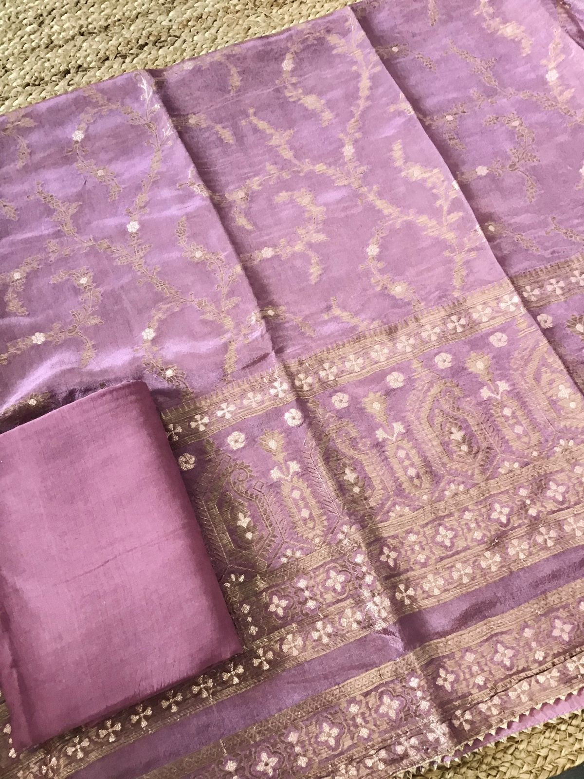 Pure Tissue Chanderi Banarasi Weaved Suit - Lilac