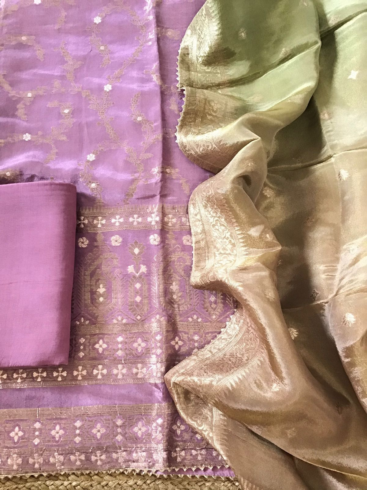 Pure Tissue Chanderi Banarasi Weaved Suit - Lilac