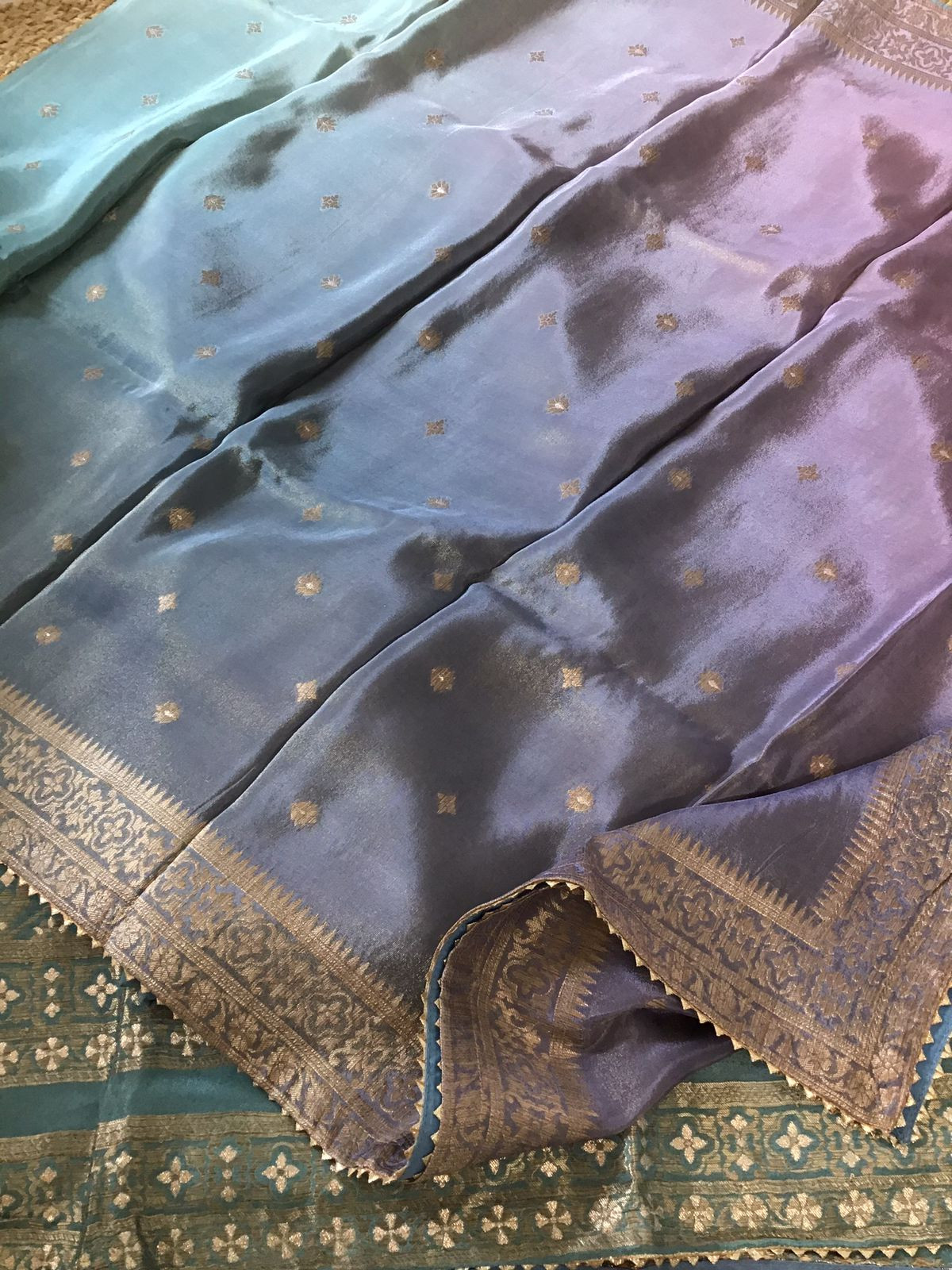 Pure Tissue Chanderi Banarasi Weaved Suit - Peacock Blue