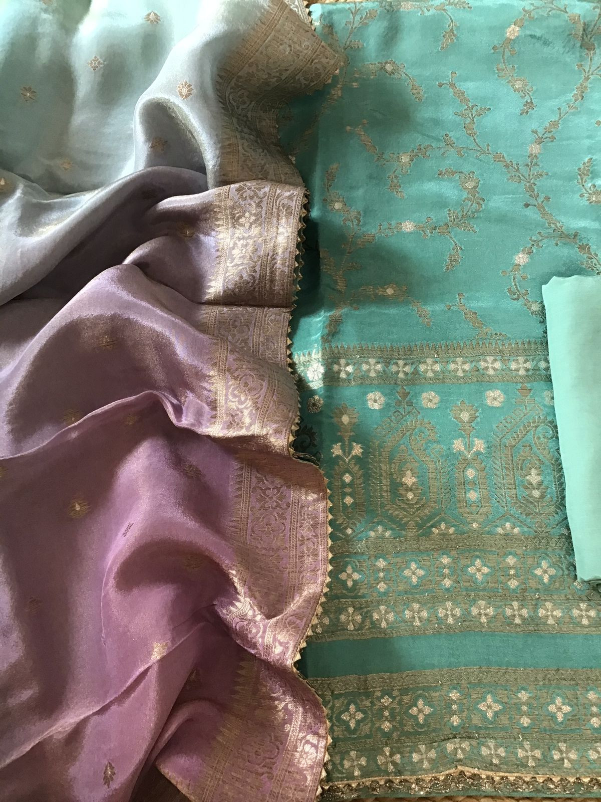 Pure Tissue Chanderi Banarasi Weaved Suit - Green