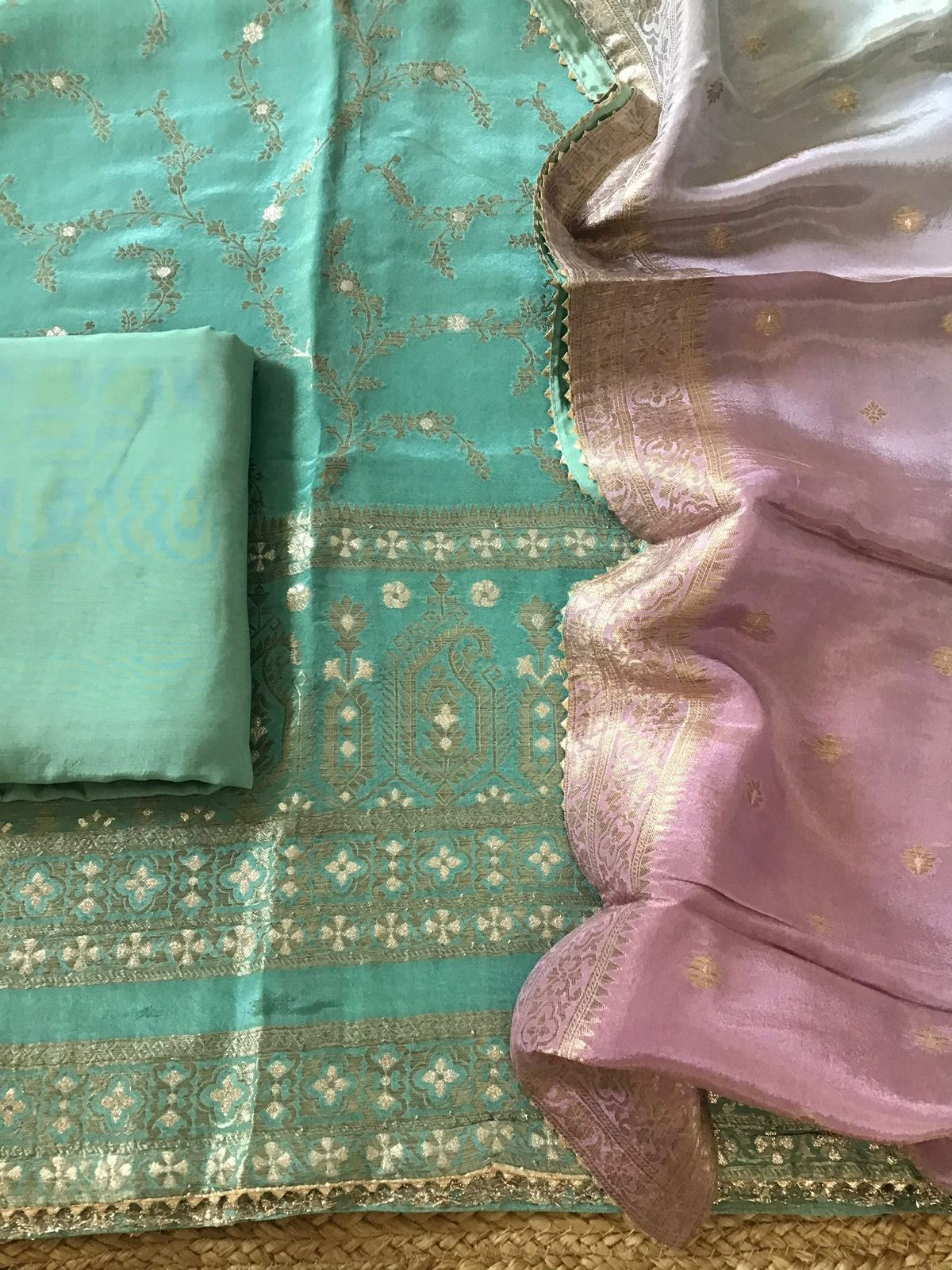 Pure Tissue Chanderi Banarasi Weaved Suit - Green