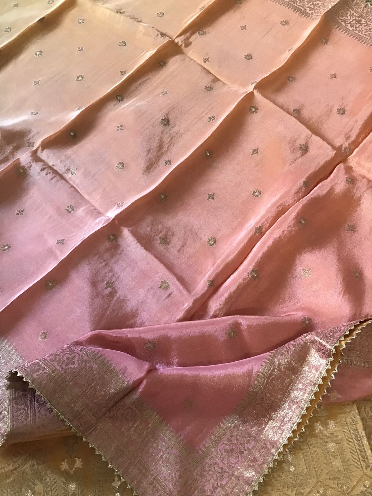 Pure Tissue Chanderi Banarasi Weaved Suit - Peach