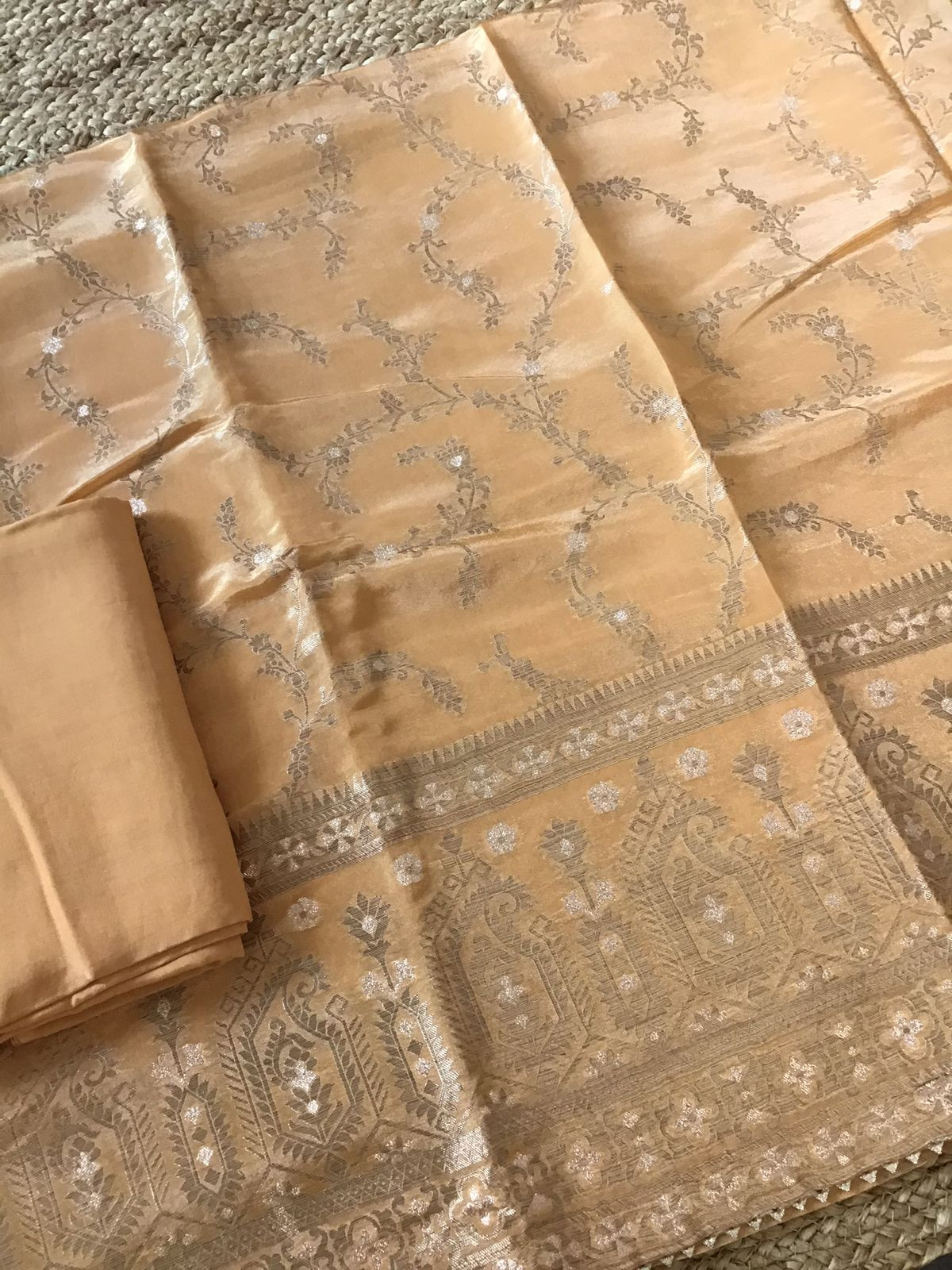 Pure Tissue Chanderi Banarasi Weaved Suit - Peach