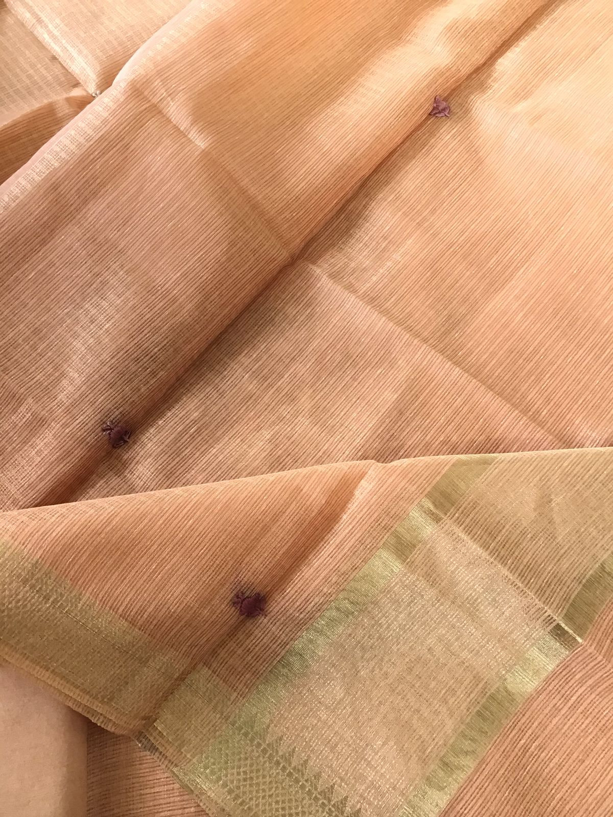 Soft Zari Kota Embroidered Suit - Peach