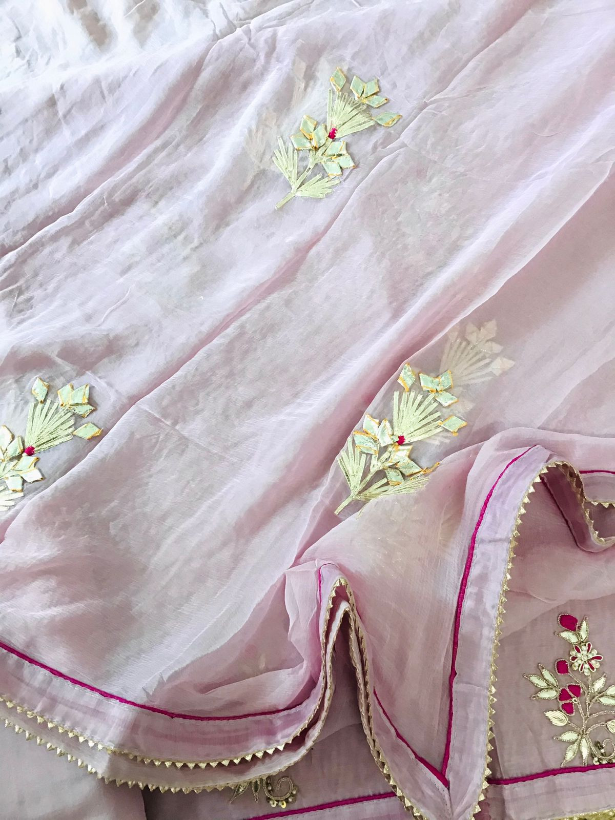 Soft Chanderi Embroidered Suit - Lavender