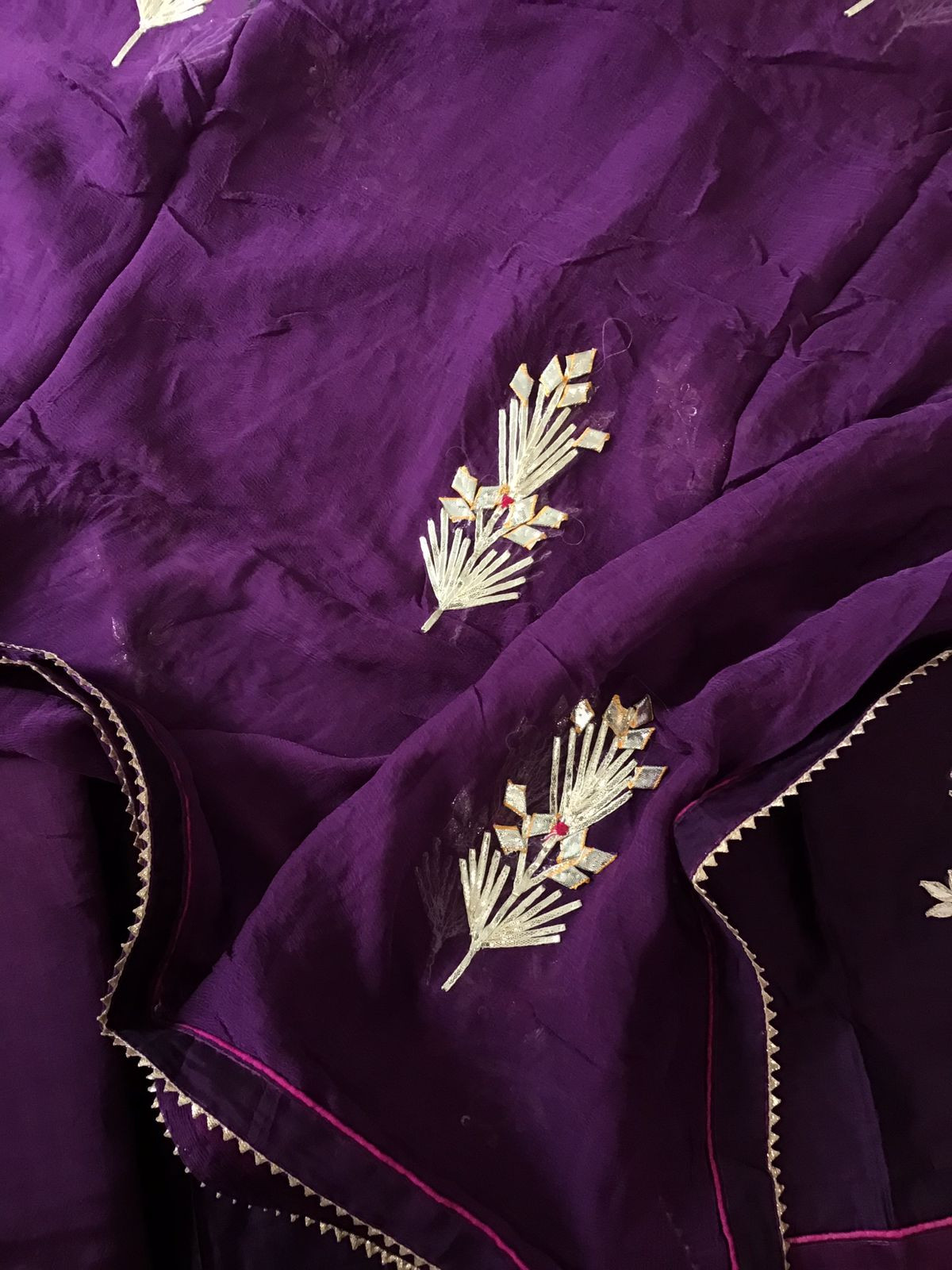 Soft Chanderi Embroidered Suit - Violet