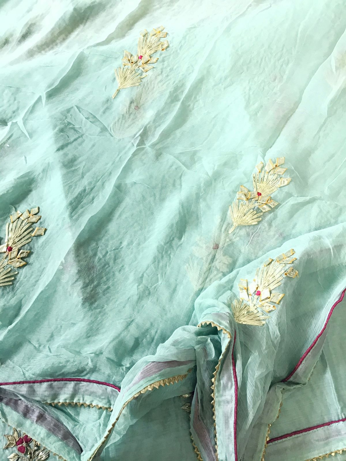 Soft Chanderi Embroidered Suit - Sea Blue