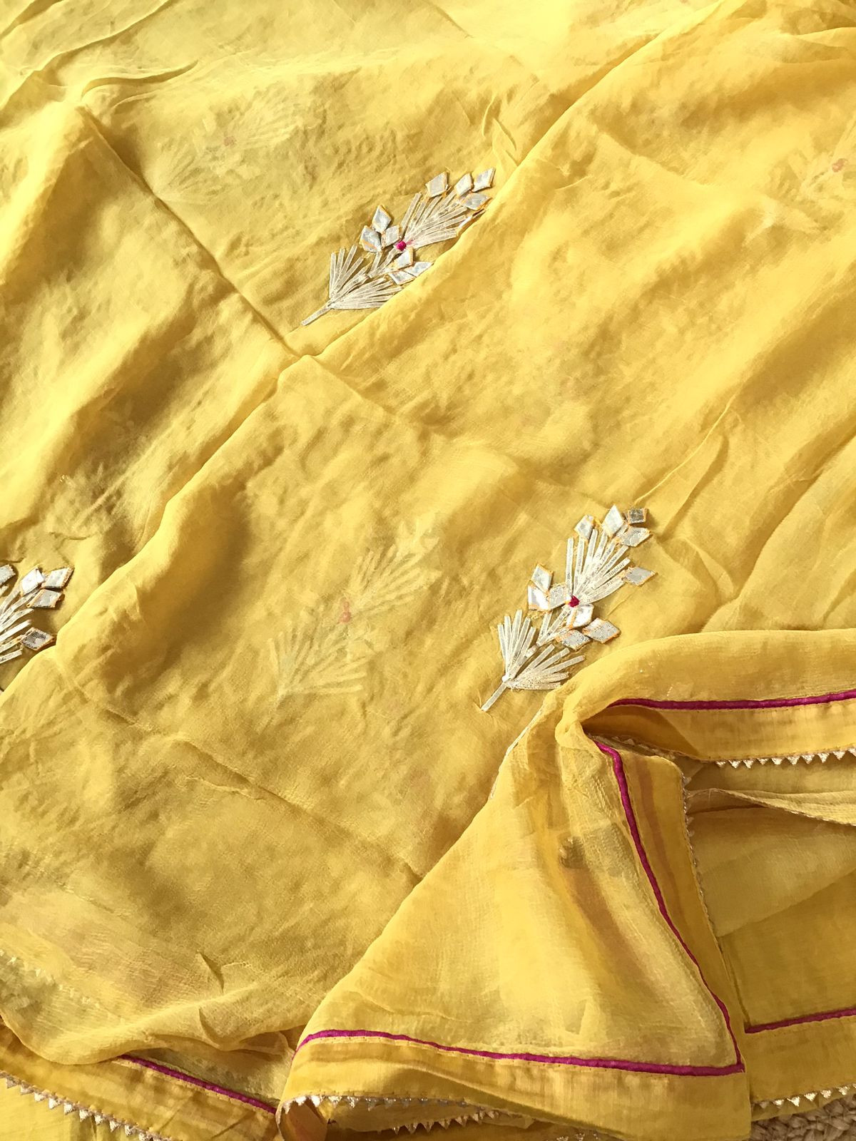 Soft Chanderi Embroidered Suit - Yellow