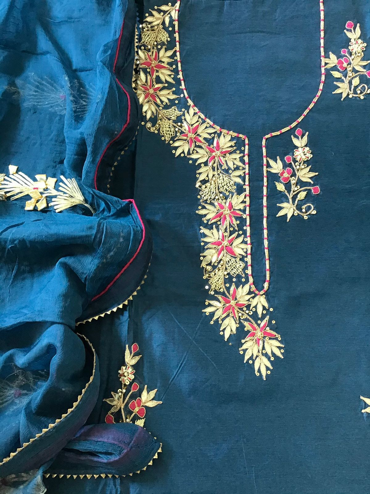 Soft Chanderi Embroidered Suit - Blue