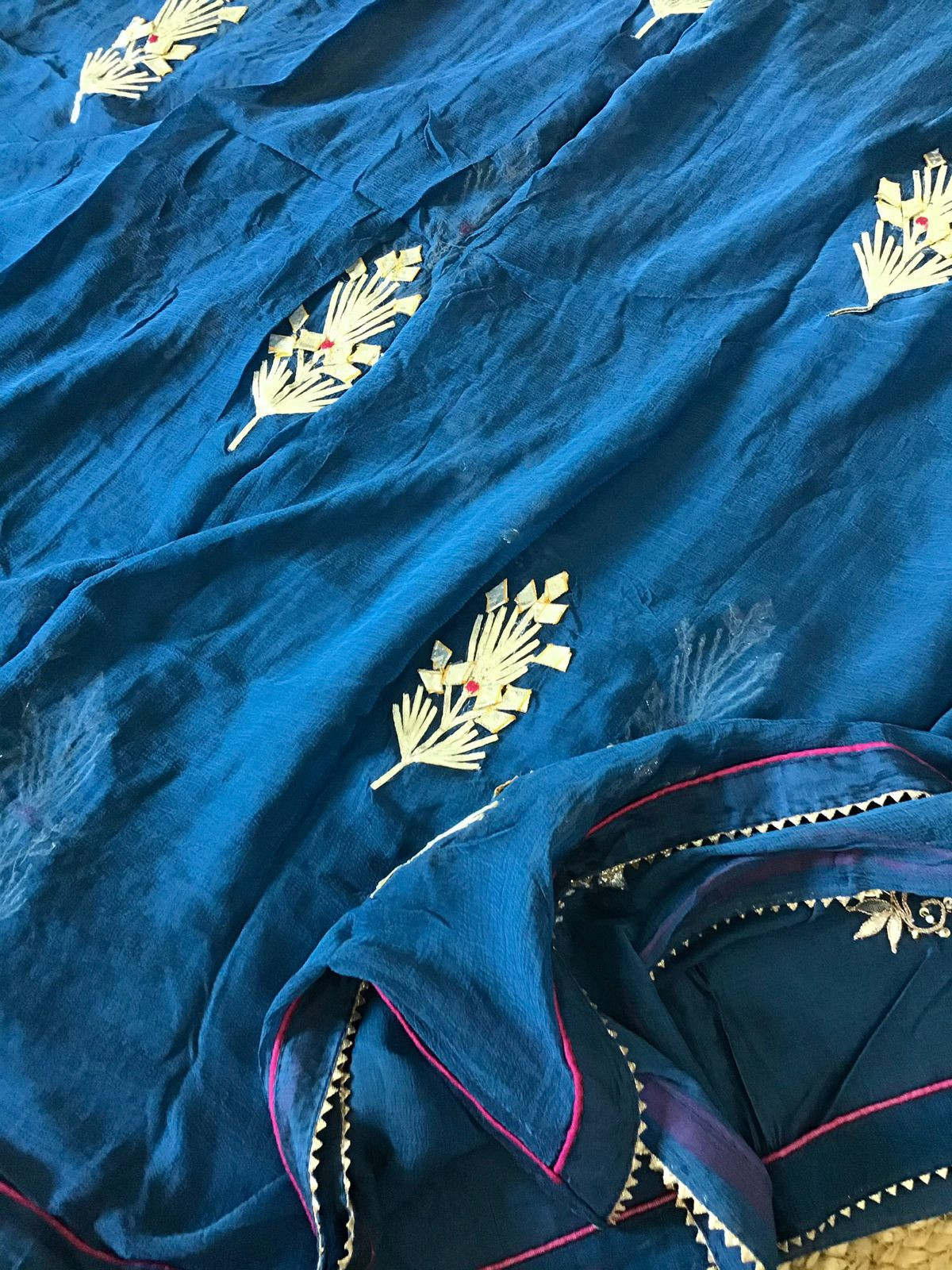 Soft Chanderi Embroidered Suit - Blue