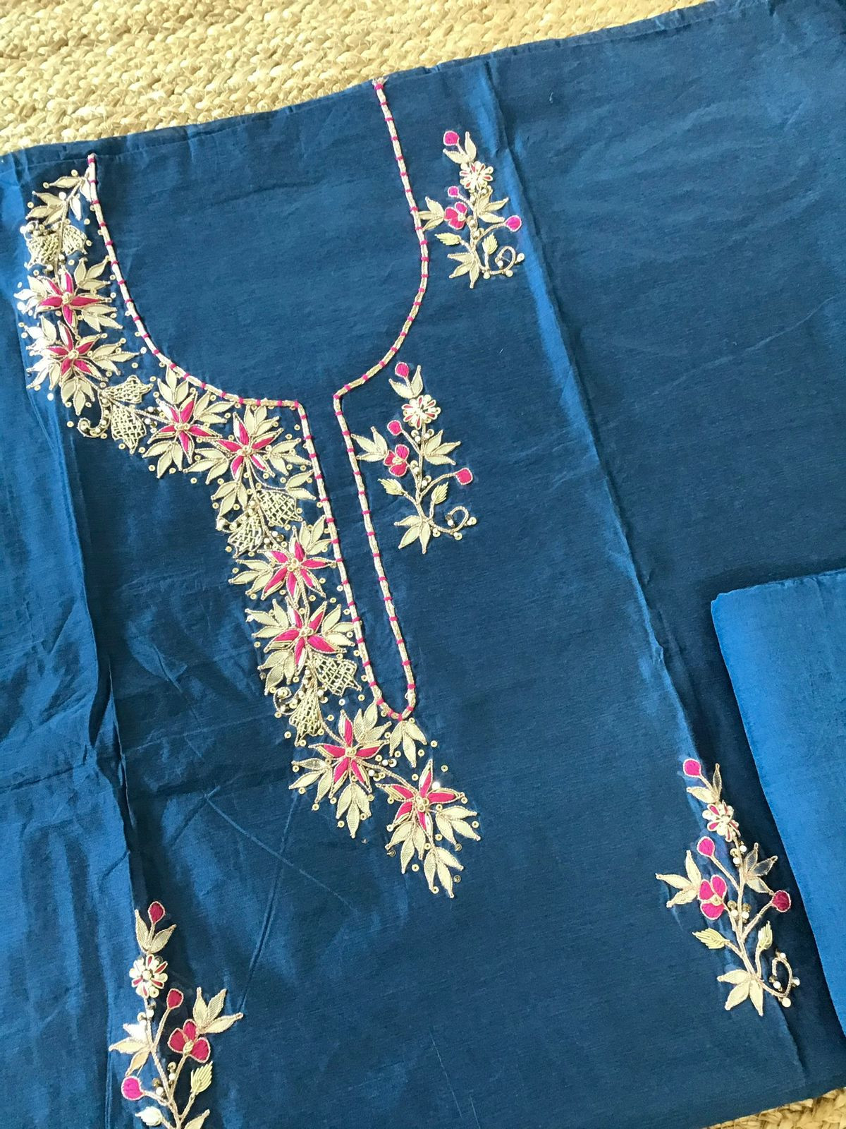 Soft Chanderi Embroidered Suit - Blue