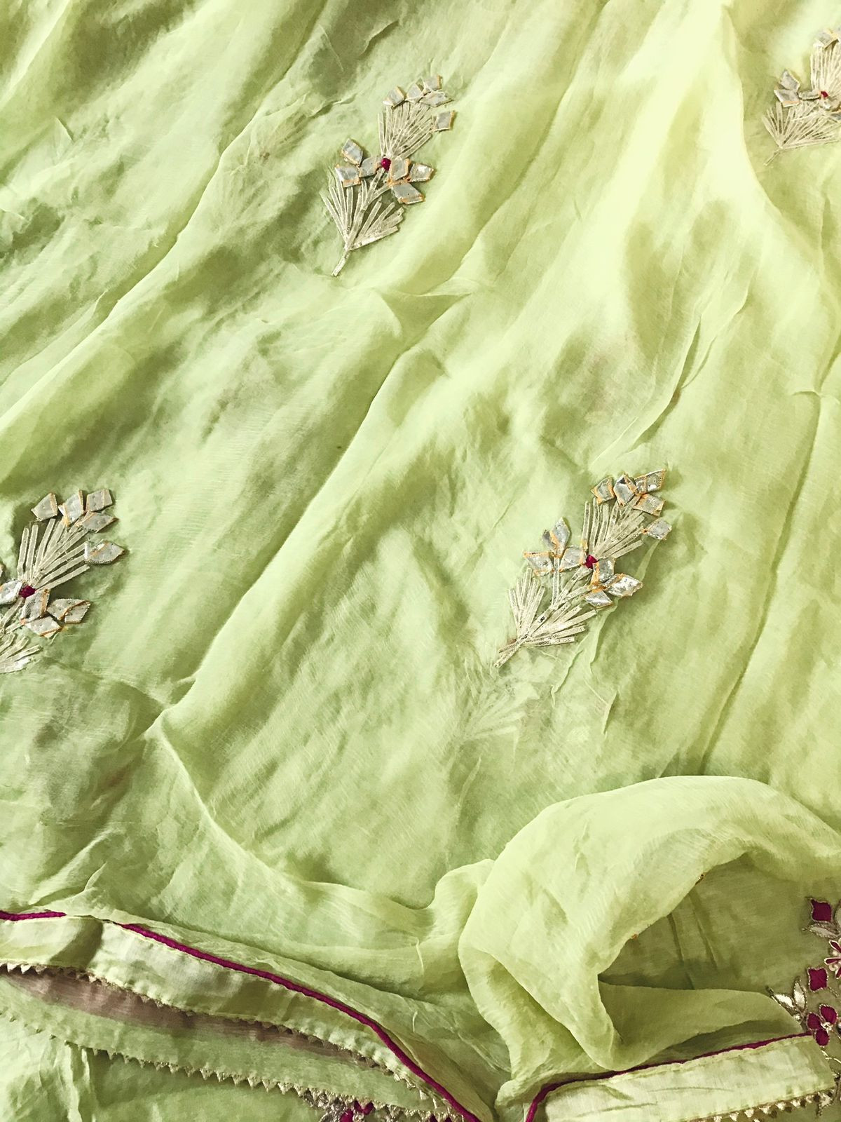 Soft Chanderi Embroidered Suit - Green