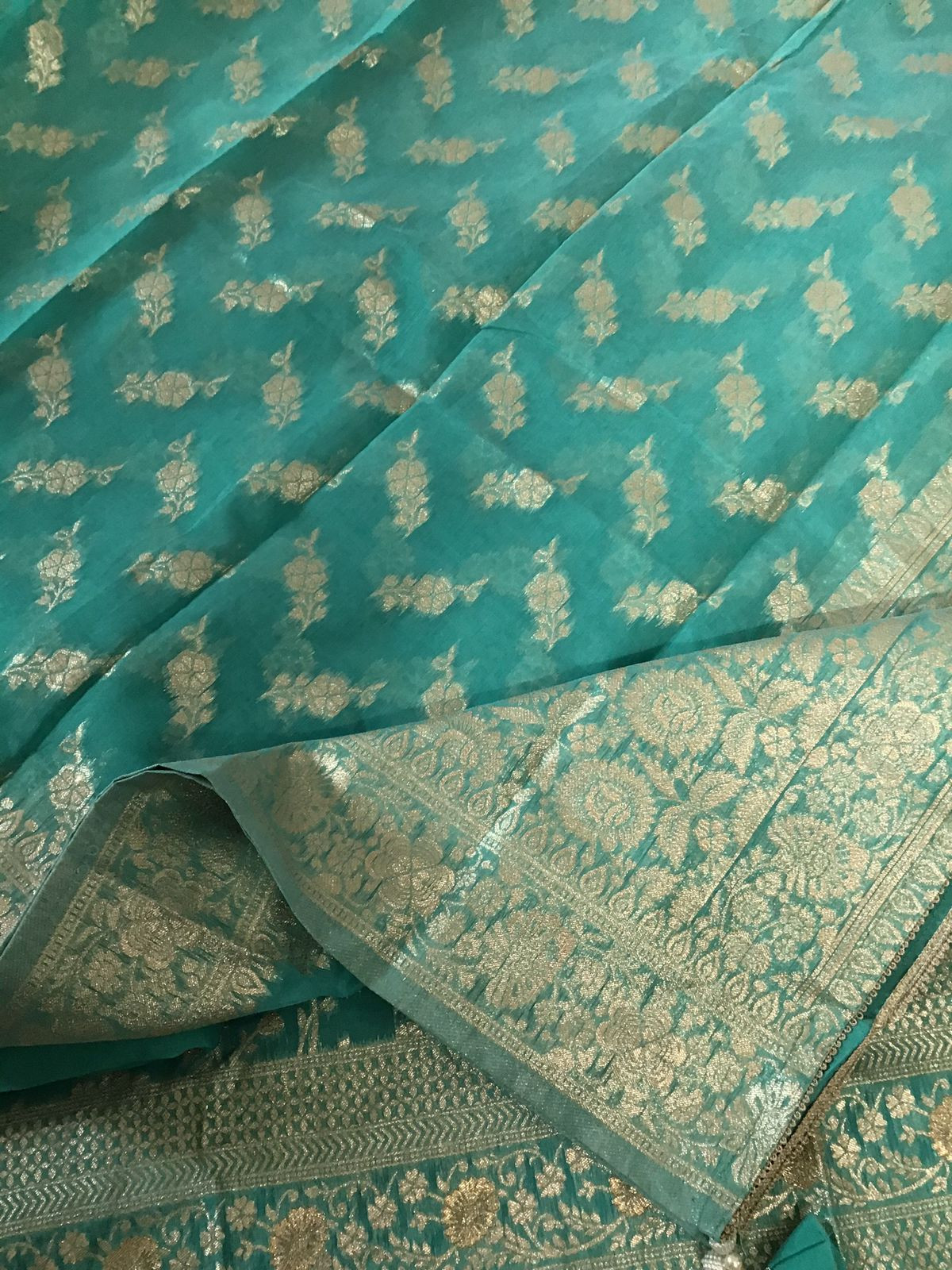 Soft Chanderi Banarasi Weaved Embroidered Suit - Blue