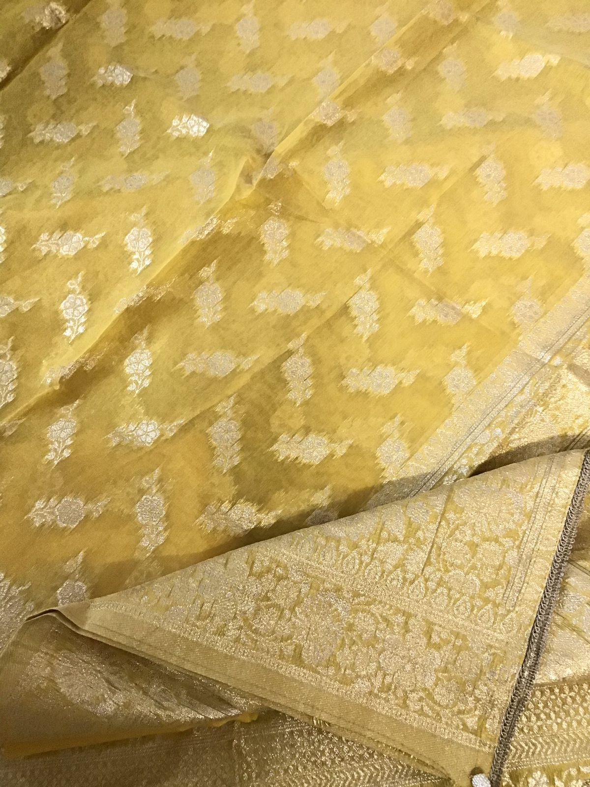 Soft Chanderi Banarasi Weaved Embroidered Suit - Yellow