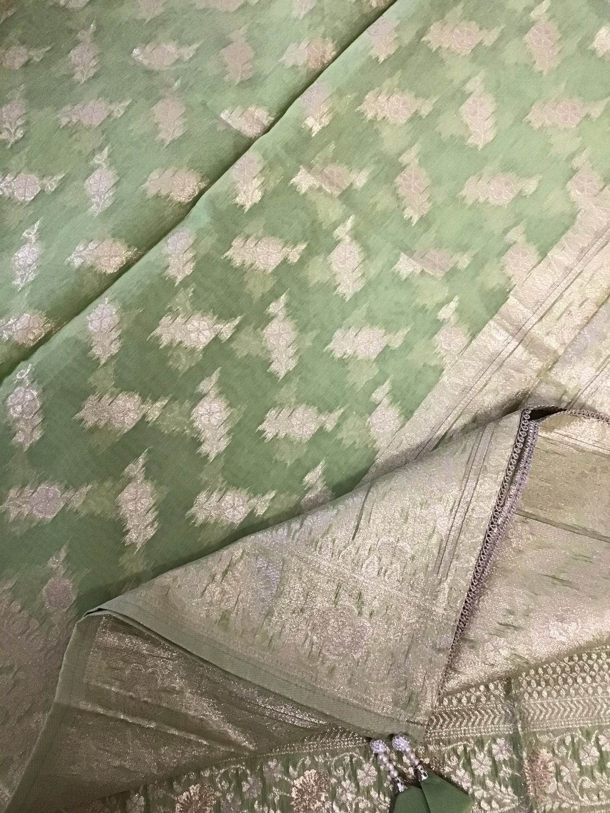 Soft Chanderi Banarasi Weaved Embroidered Suit - Green