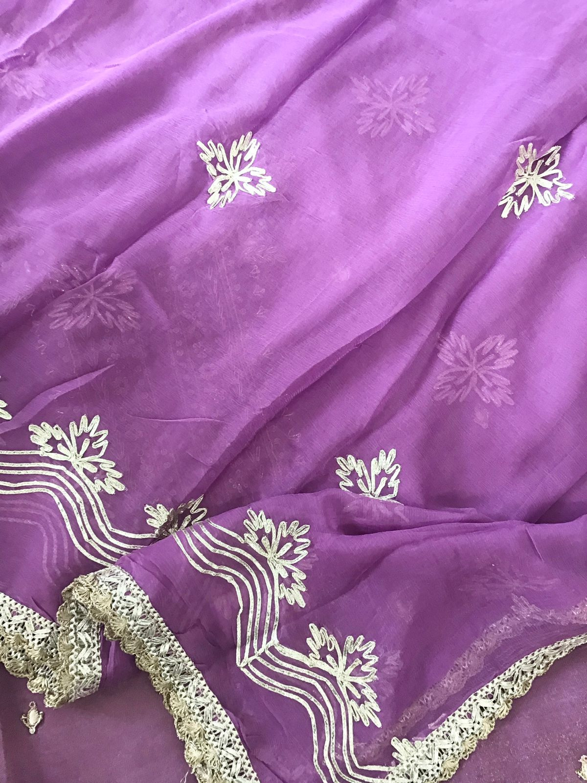 Soft Tissue Shimmer Silk Embroidered Suit - Purple