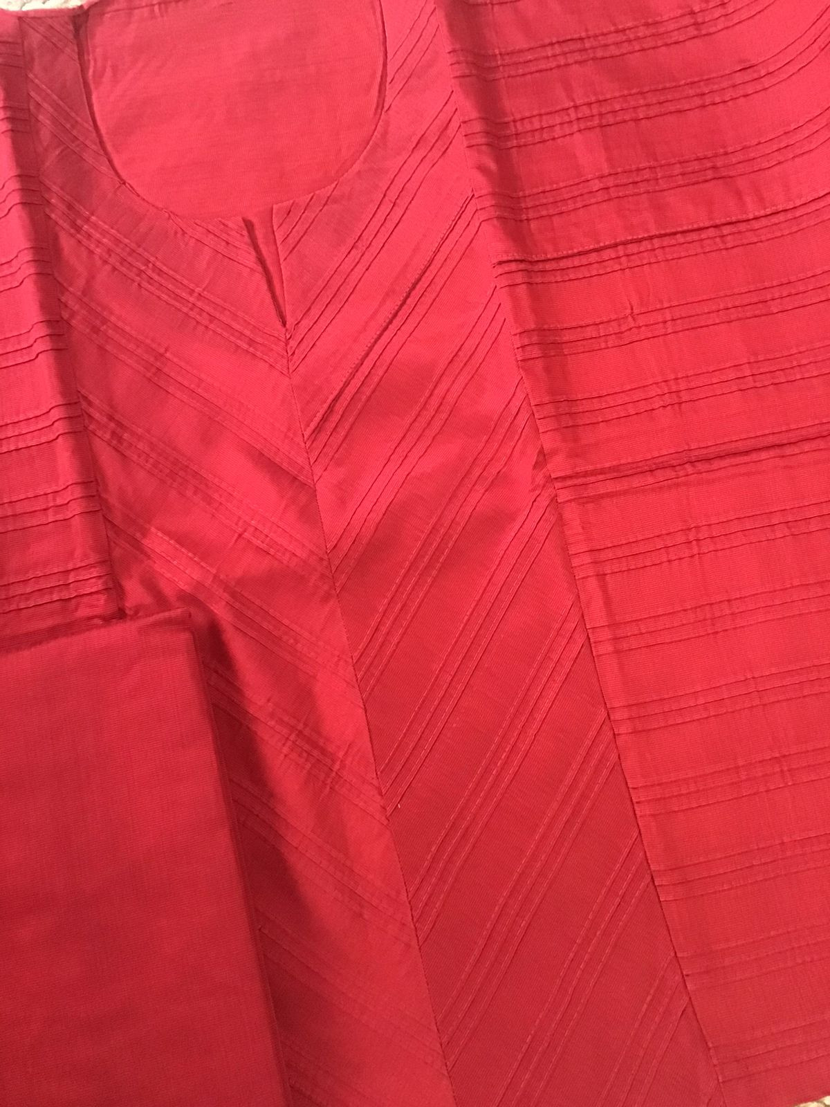 Pure Cotton Silk Embroidered Suit - Red