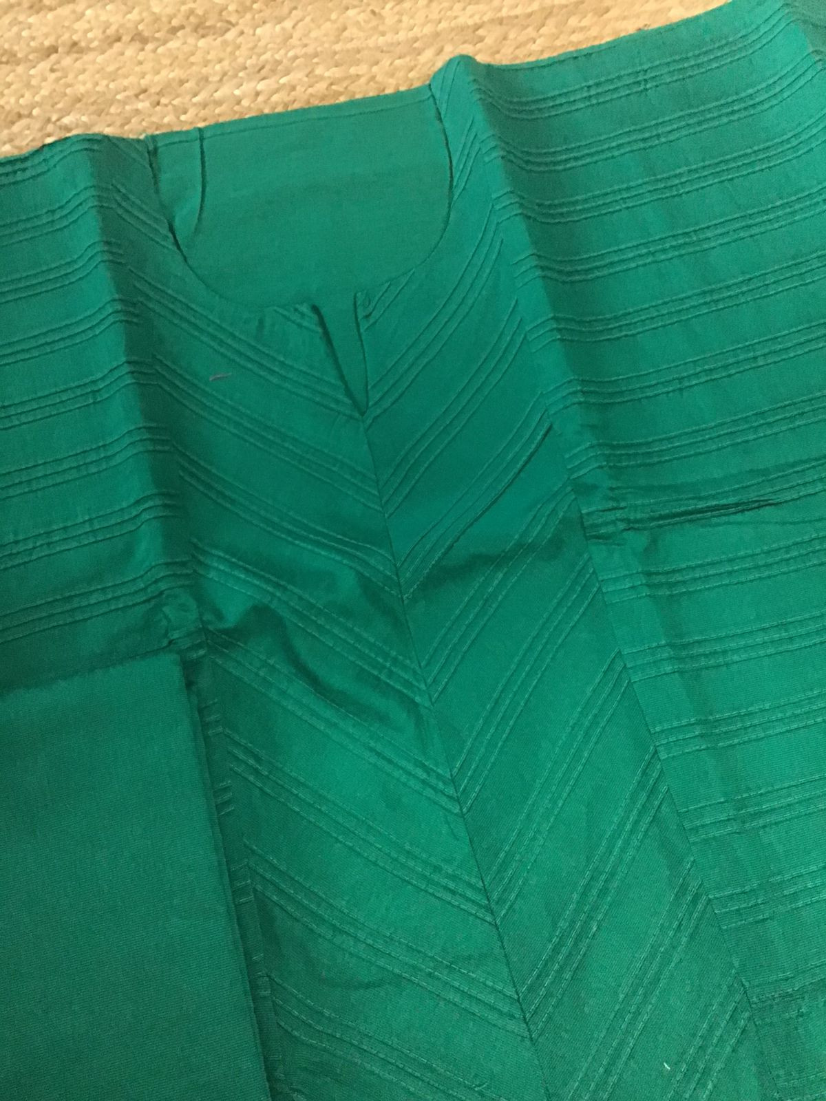 Pure Cotton Silk Embroidered Suit - Green