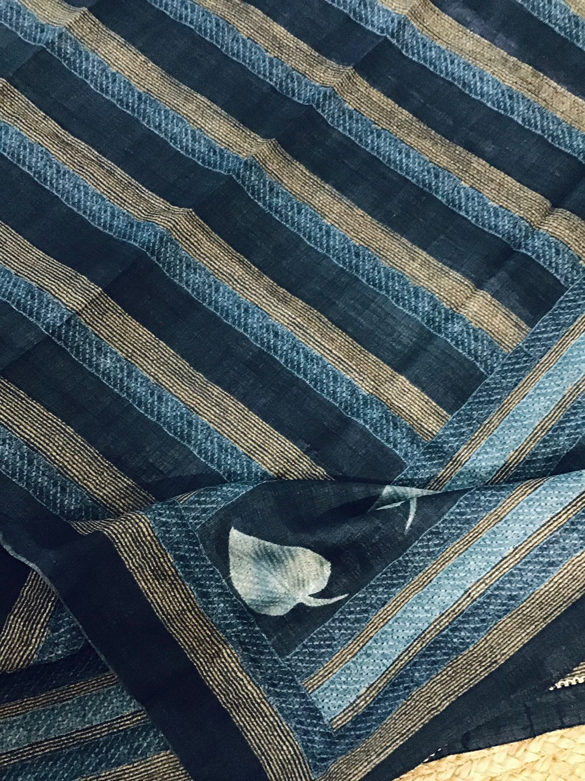 Soft Semi Tussar Printed Embroidered Suit - Blue