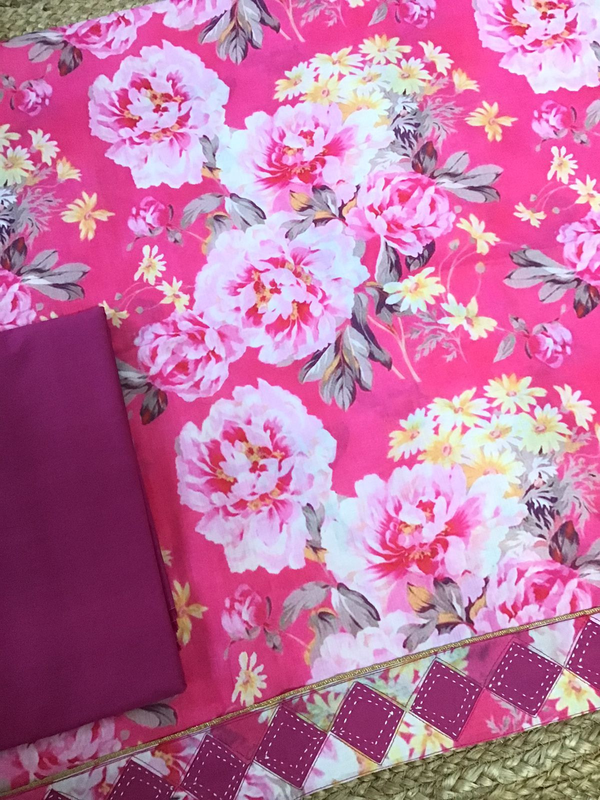 Pure Muslin Printed Suit - Pink