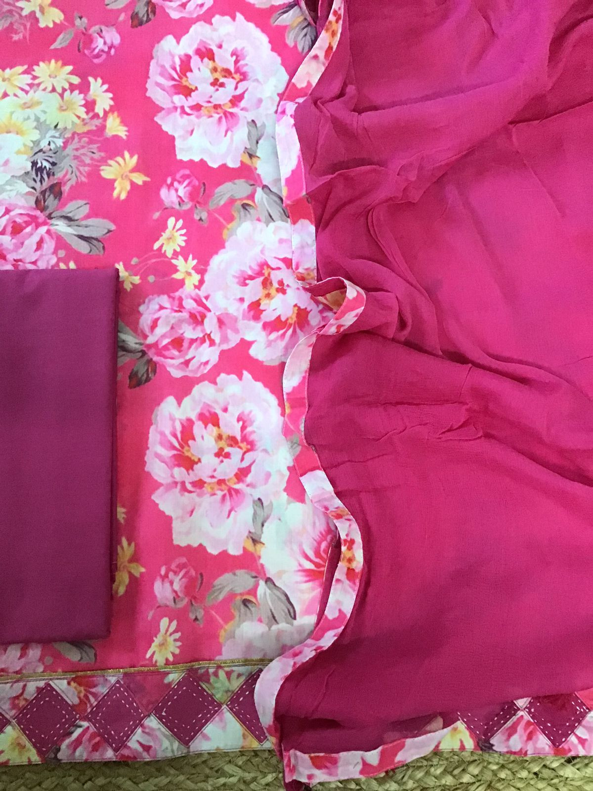 Pure Muslin Printed Suit - Pink