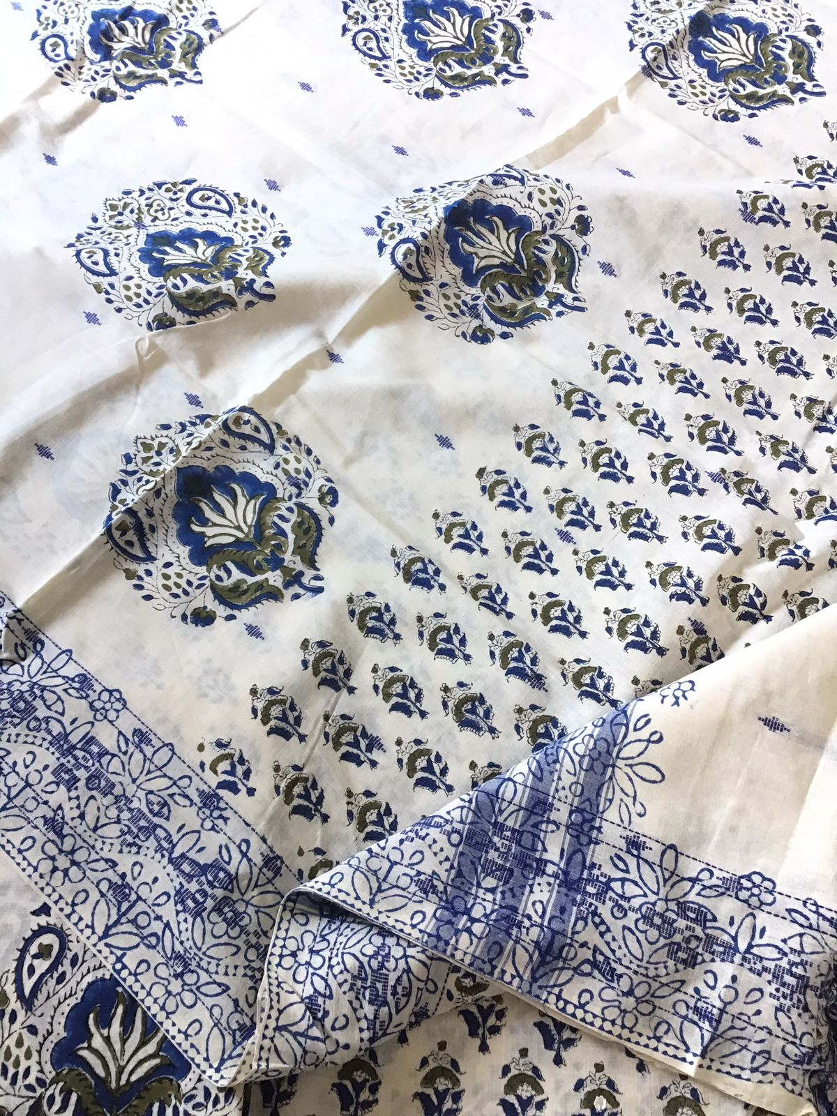 Pure Cotton Printed Embroidered Suit - Offwhite