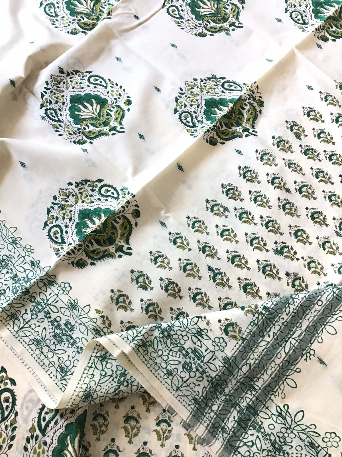 Pure Cotton Printed Embroidered Suit - Offwhite