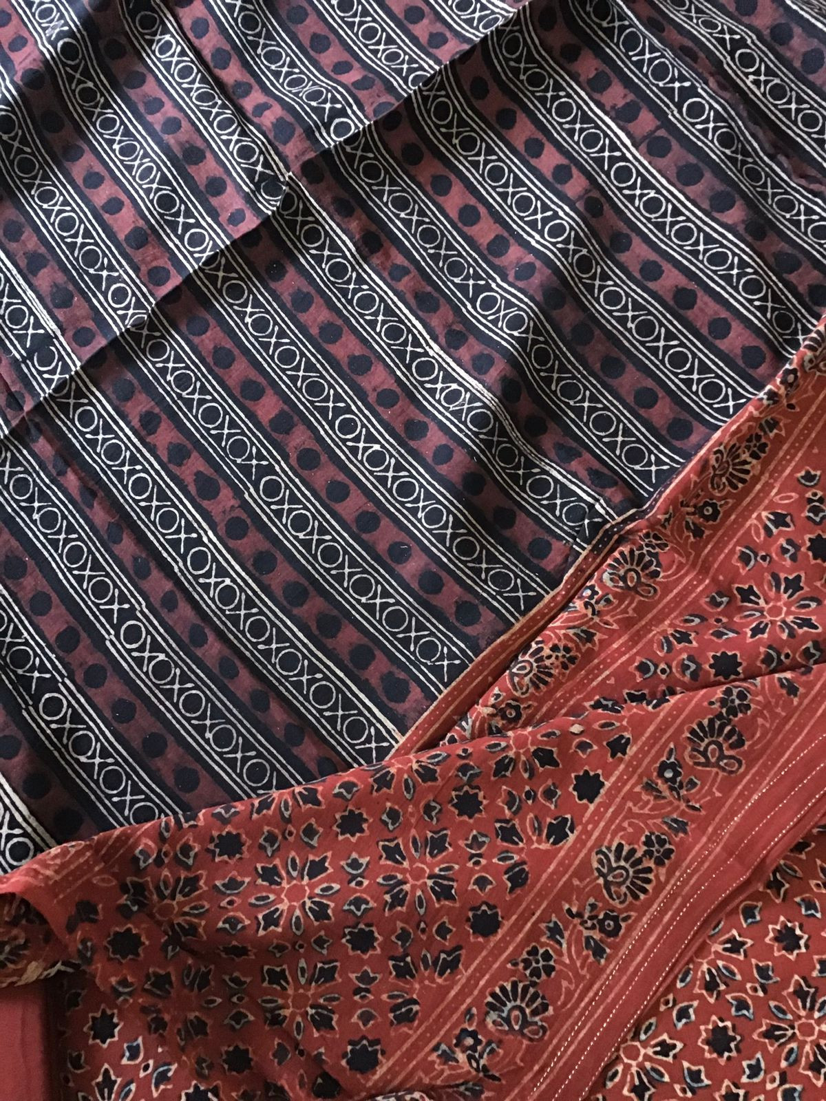 Pure Cotton Printed Embroidered Suit - Red