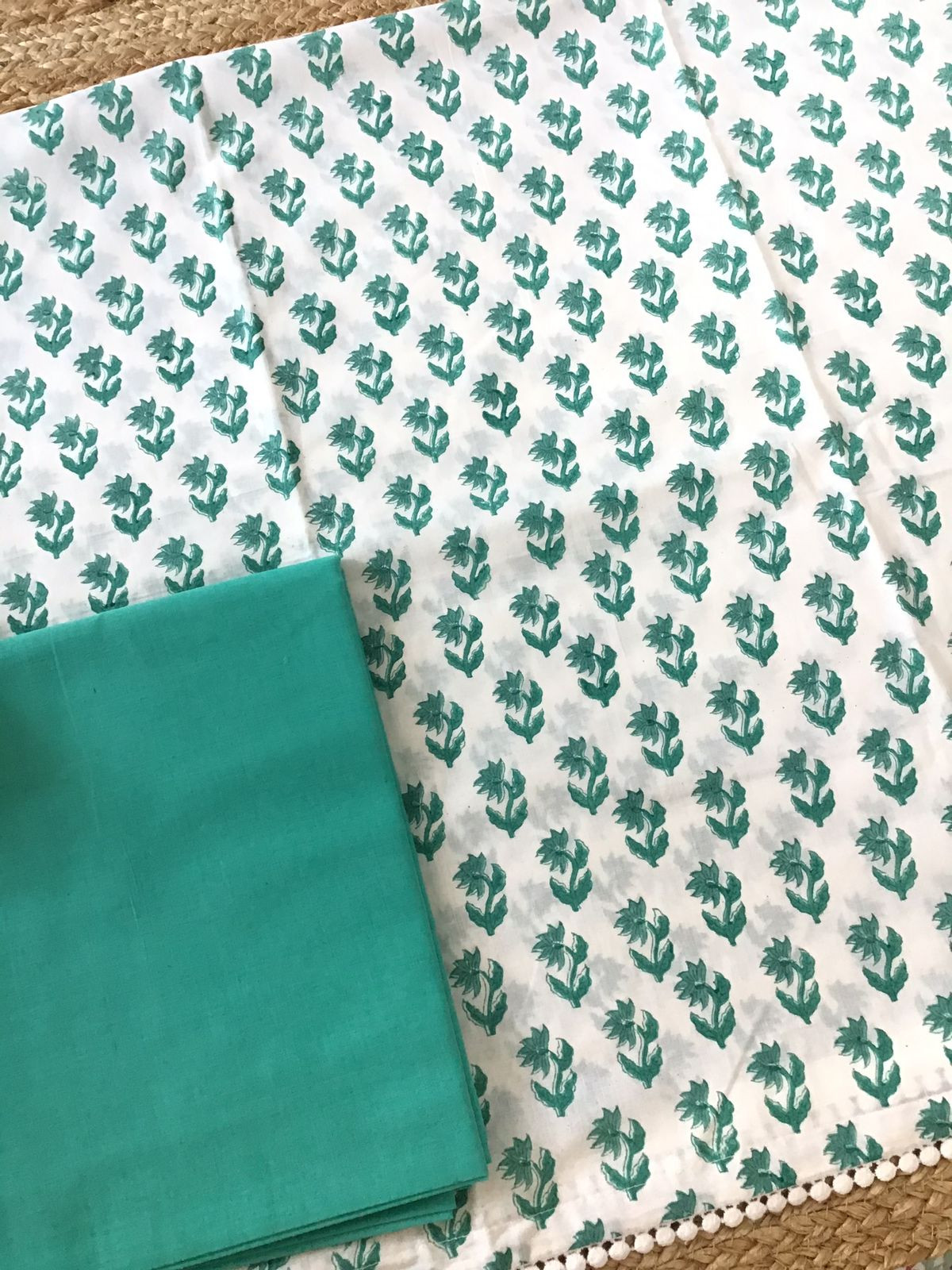 Pure Cotton Printed Suit - White