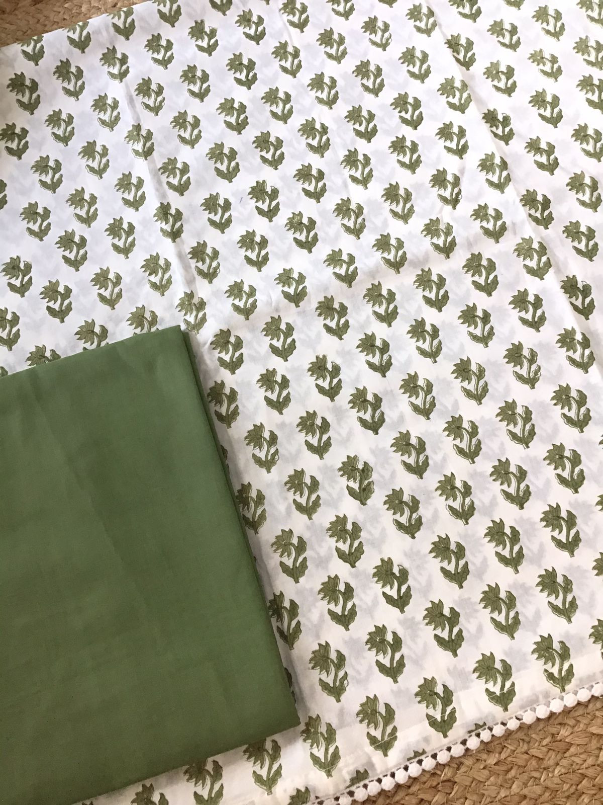 Pure Cotton Printed Suit - White