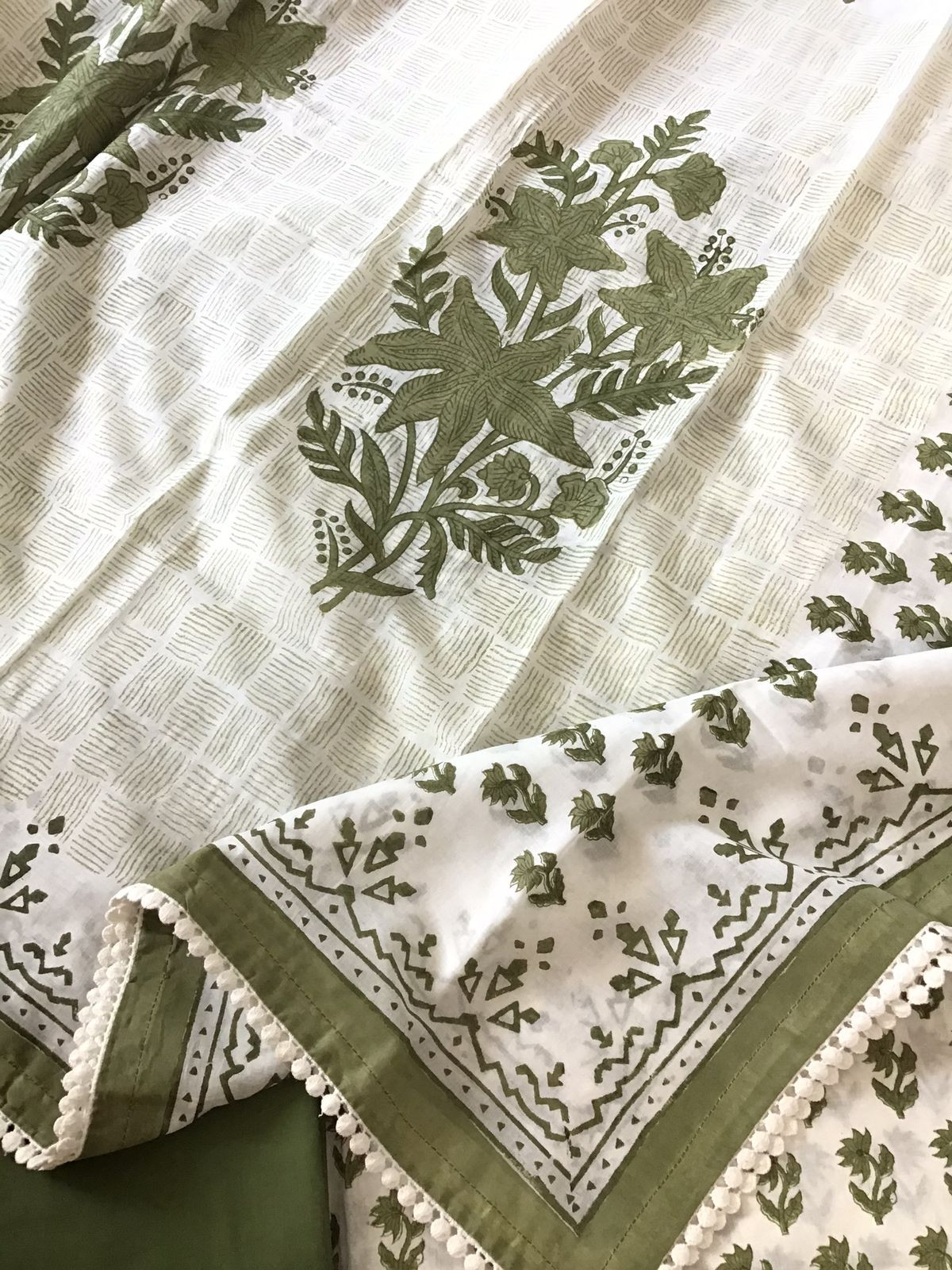 Pure Cotton Printed Suit - White