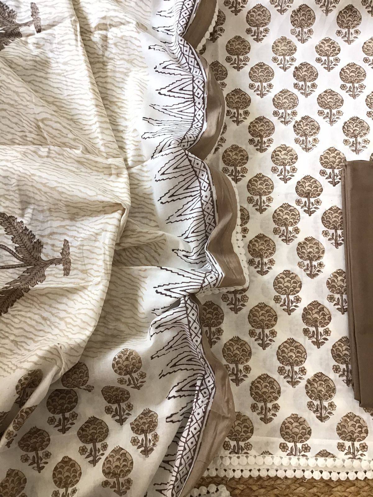 Pure Cotton Printed Suit - White