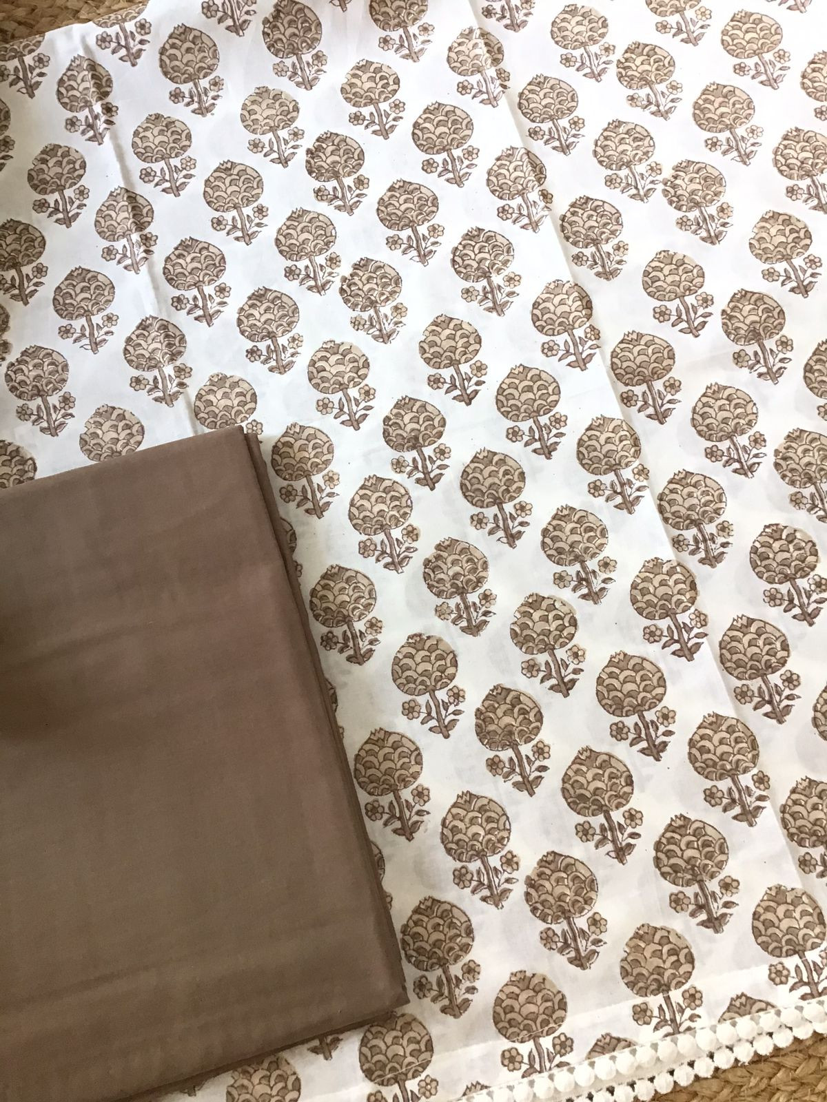 Pure Cotton Printed Suit - White