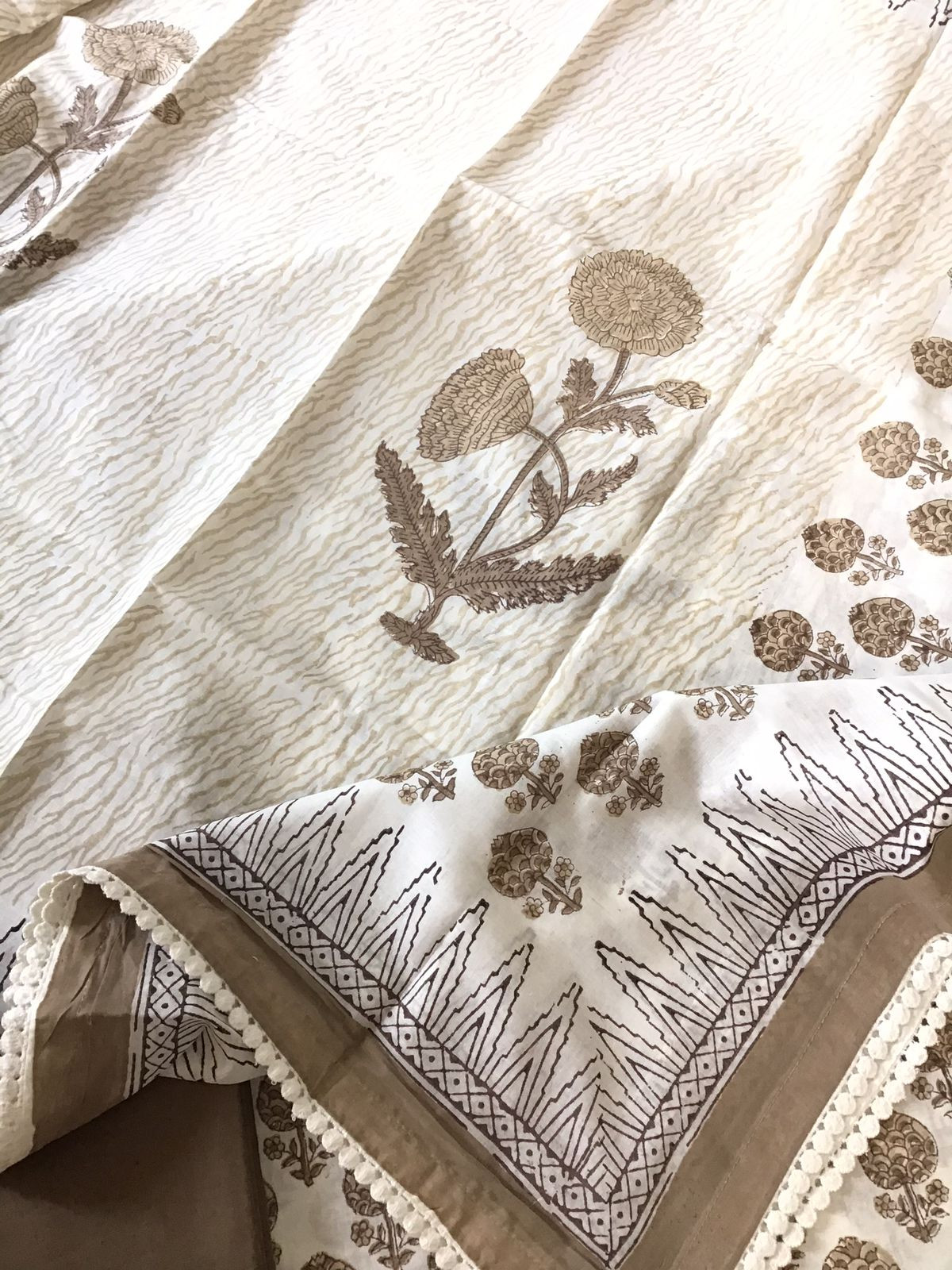 Pure Cotton Printed Suit - White