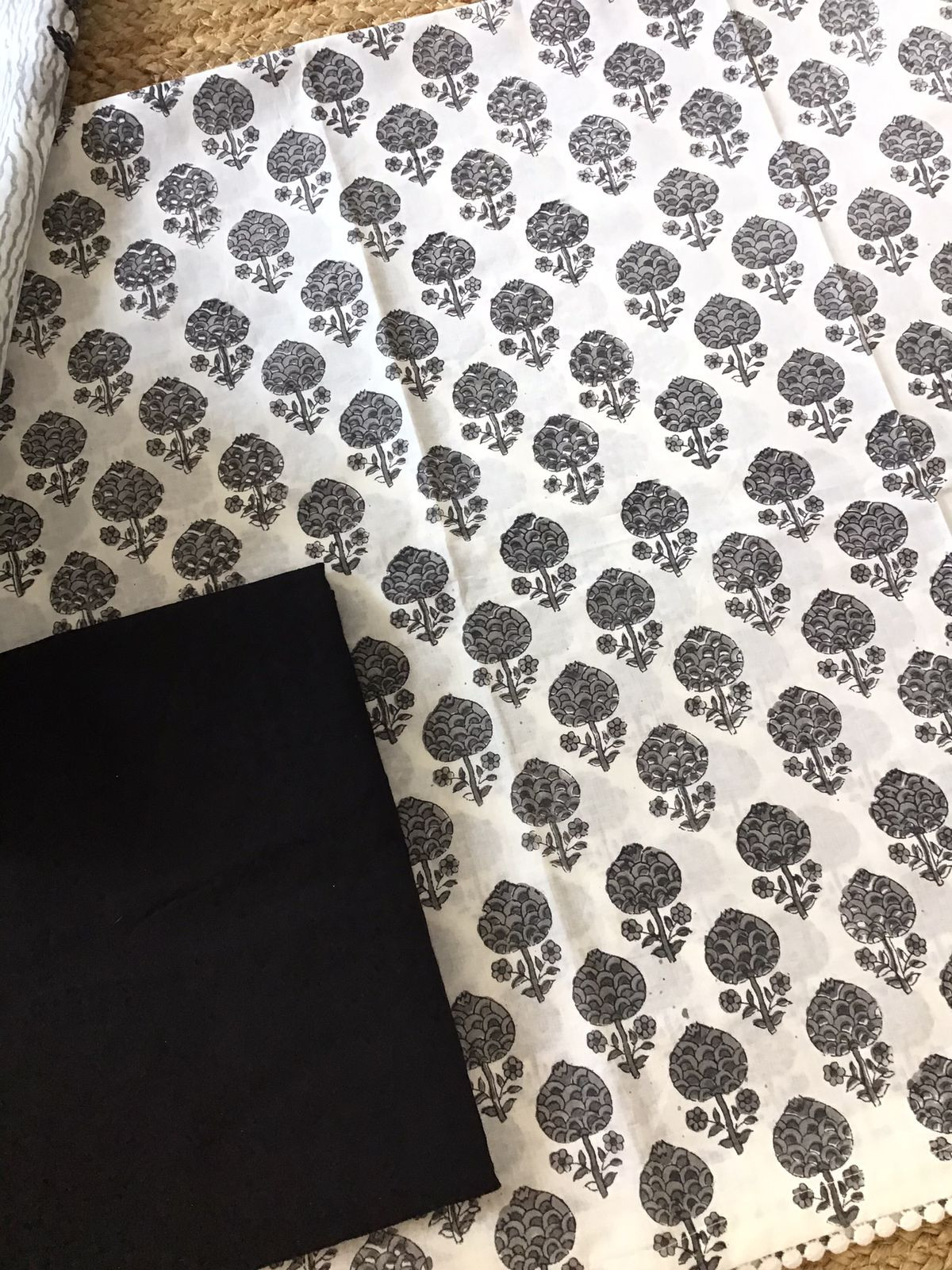 Pure Cotton Printed Suit - White