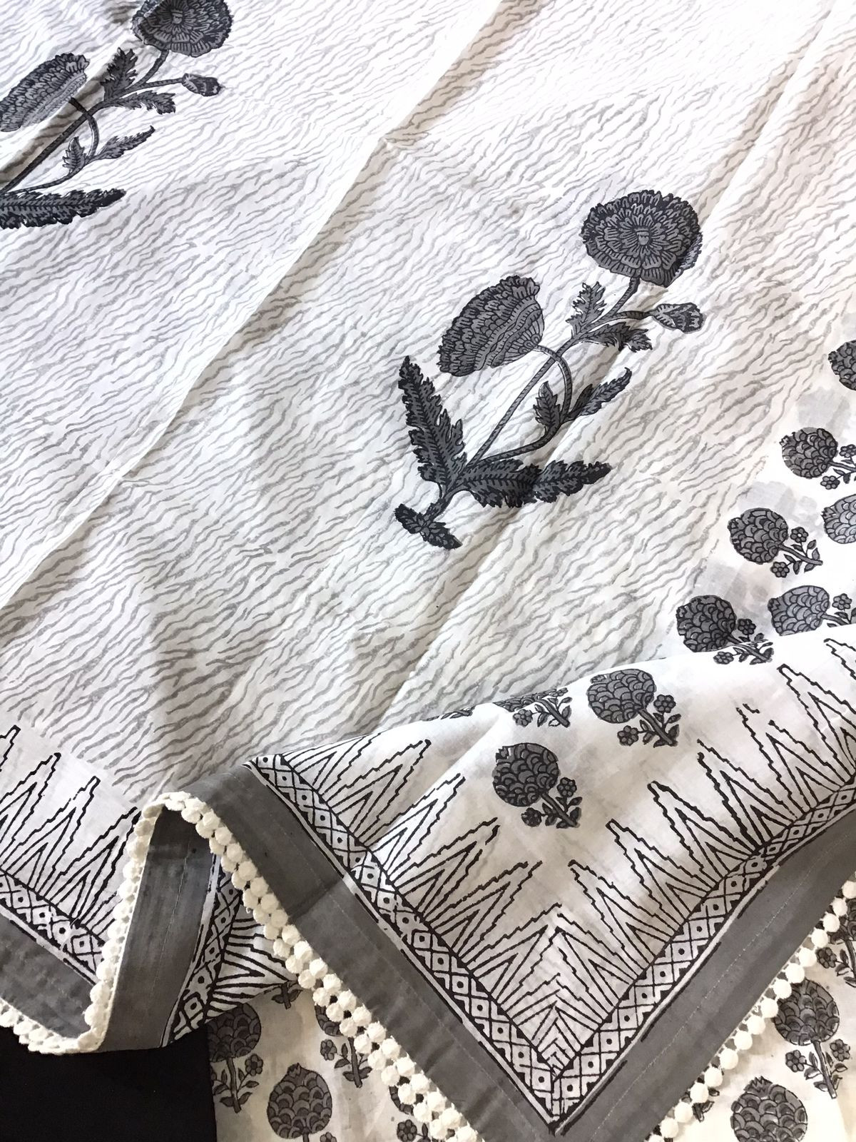 Pure Cotton Printed Suit - White