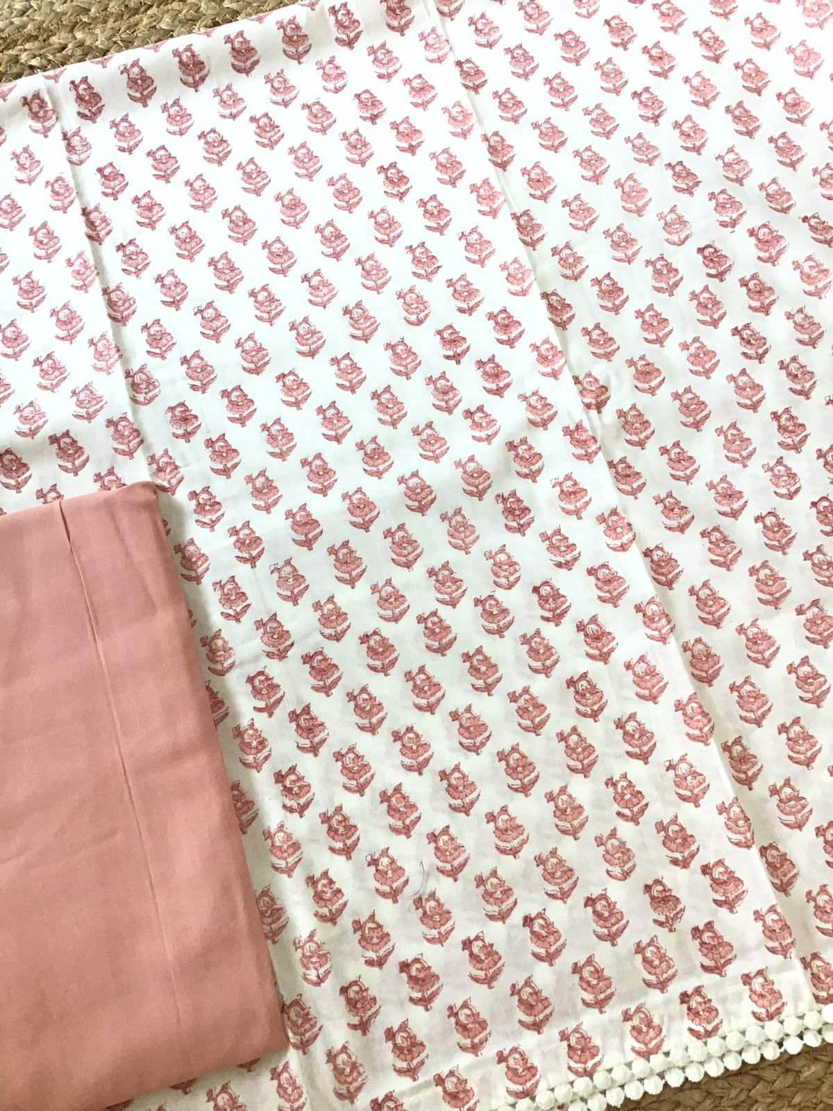 Pure Cotton Printed Suit - White