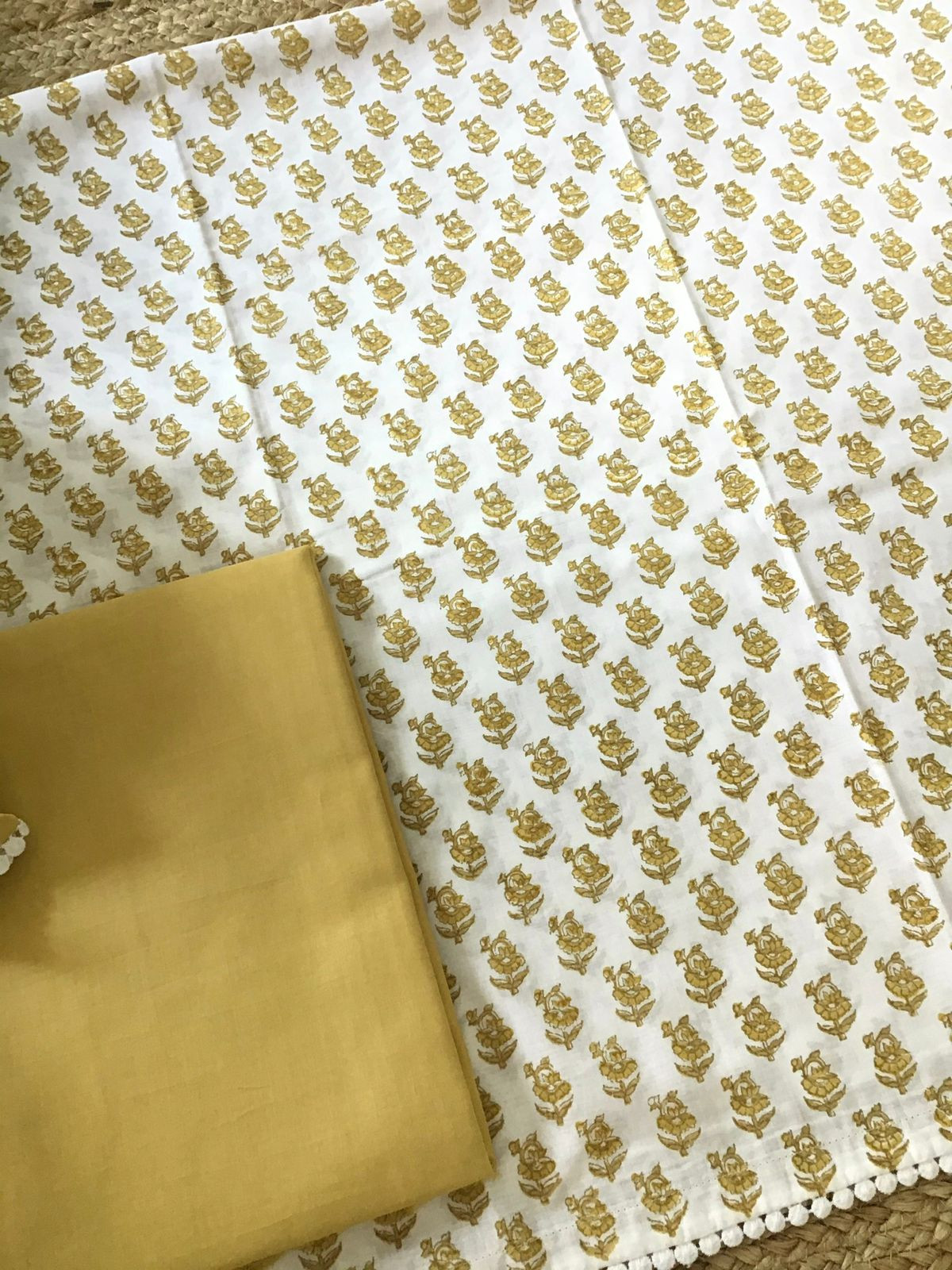 Pure Cotton Printed Suit - White