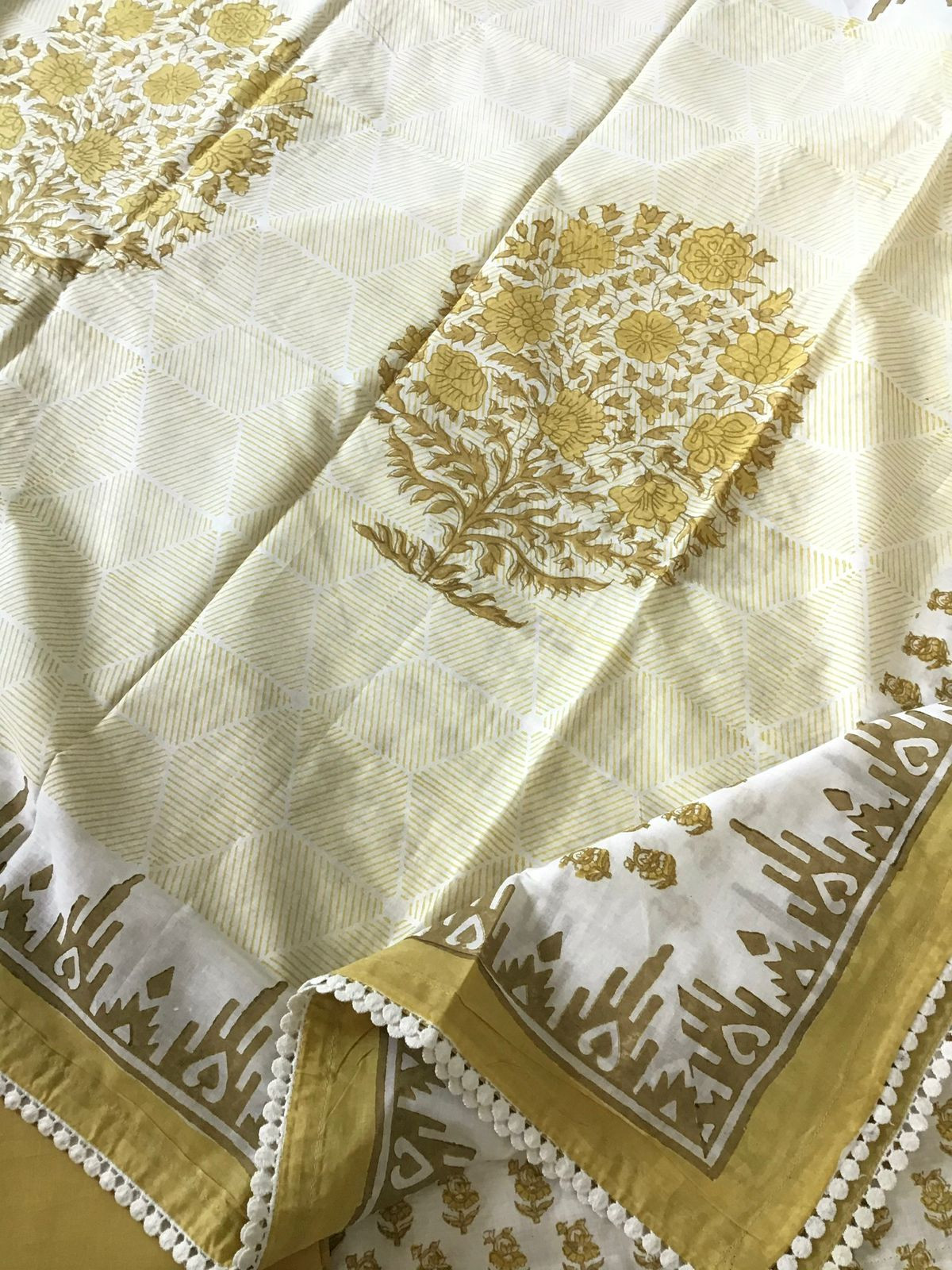 Pure Cotton Printed Suit - White