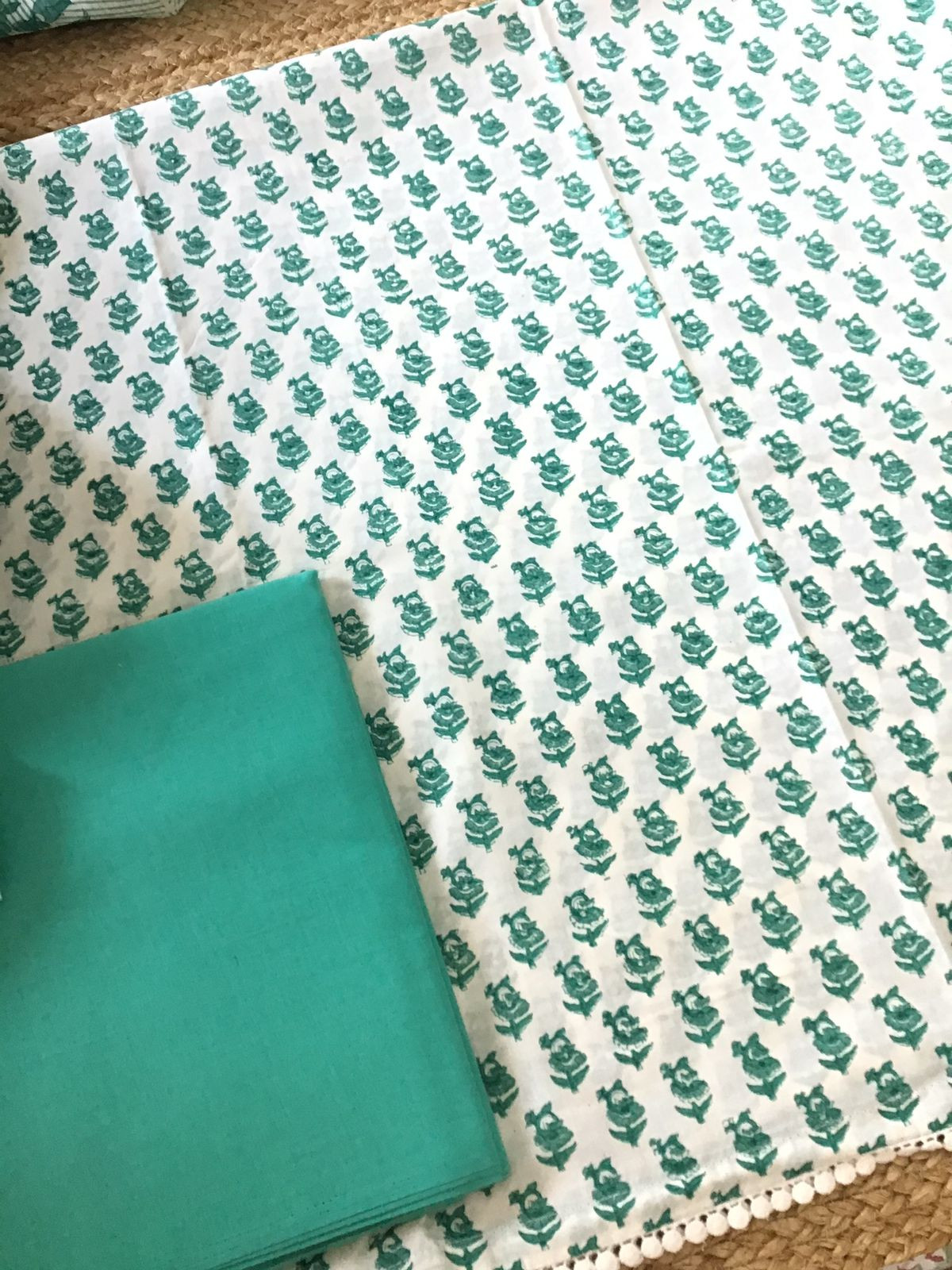 Pure Cotton Printed Suit - White