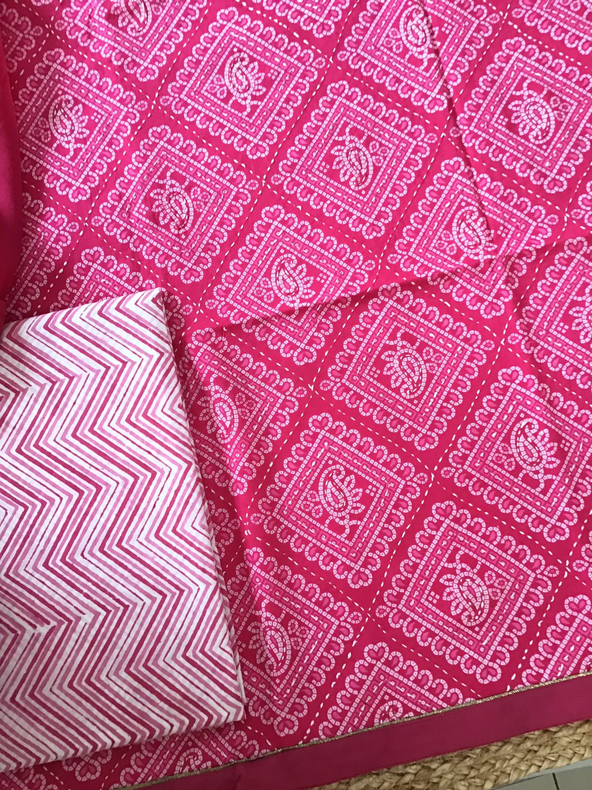 Pure Cotton Printed Embroidered Suit - Pink