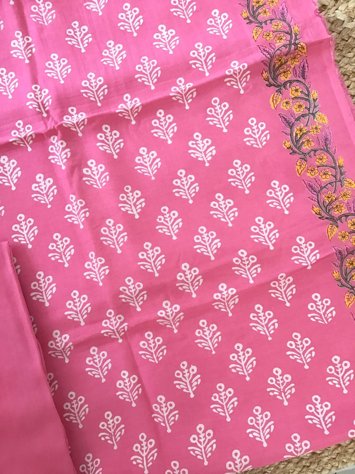 Pure Muslin Printed Embroidered Suit - Pink