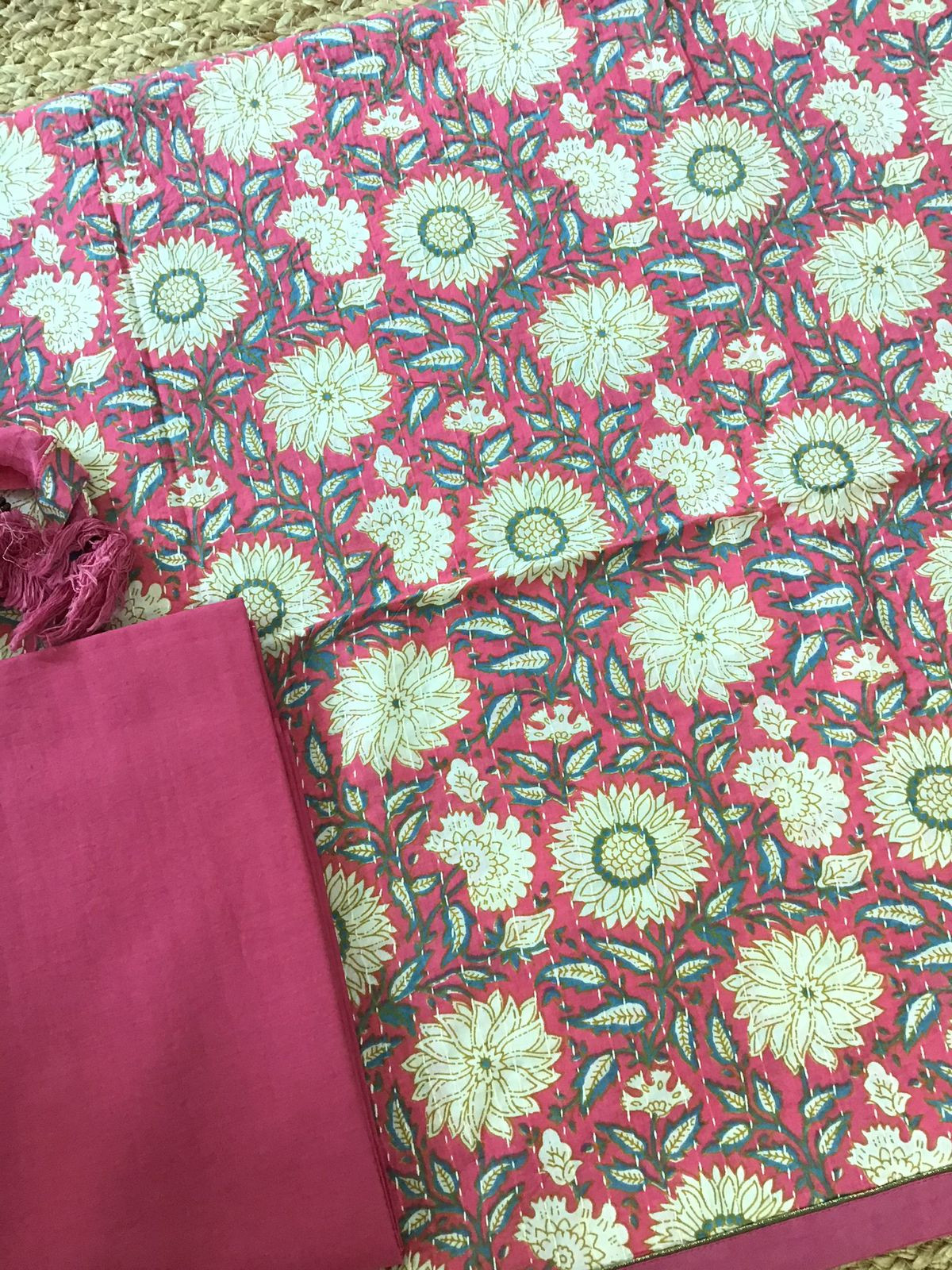 Pure Cotton Printed Embroidered Suit - Pink