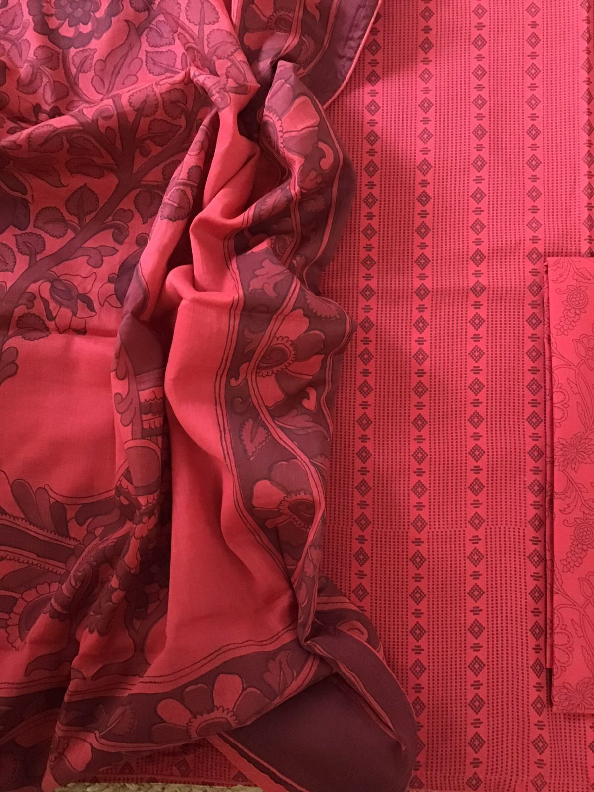 Pure Cotton Printed Suit - Red