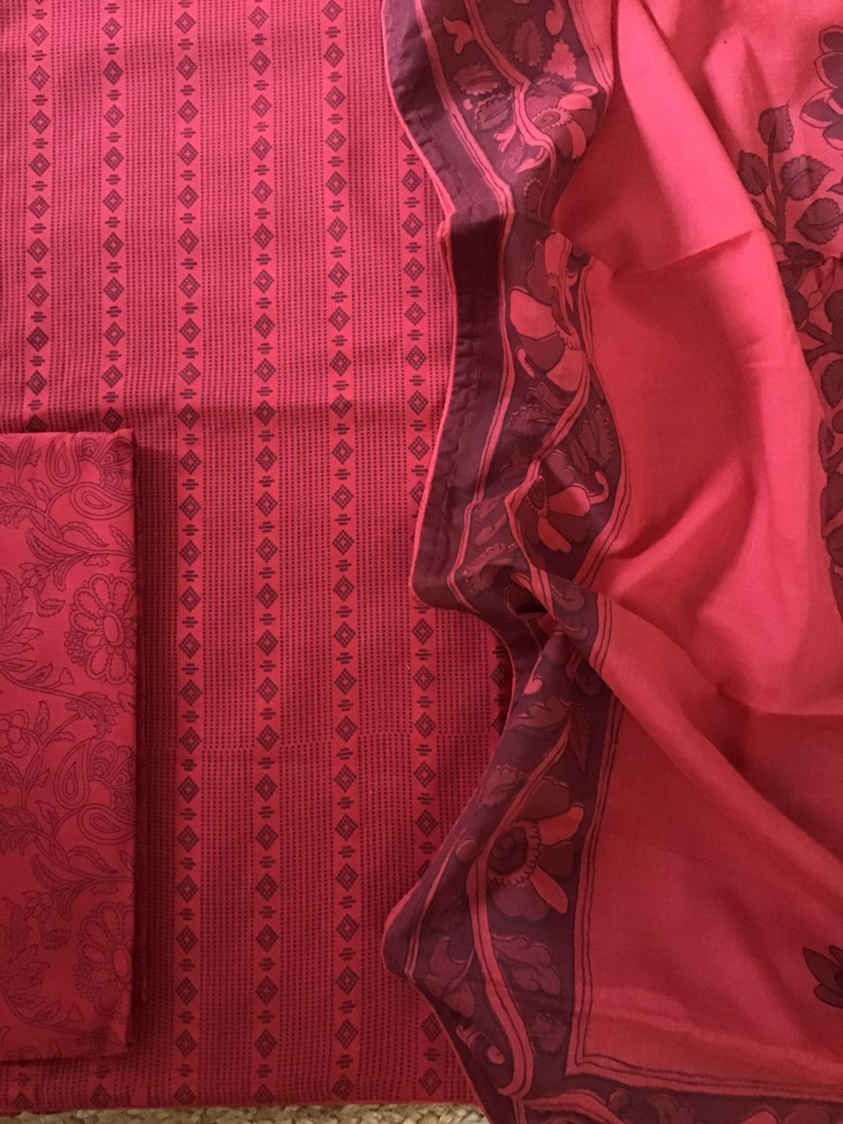 Pure Cotton Printed Suit - Red