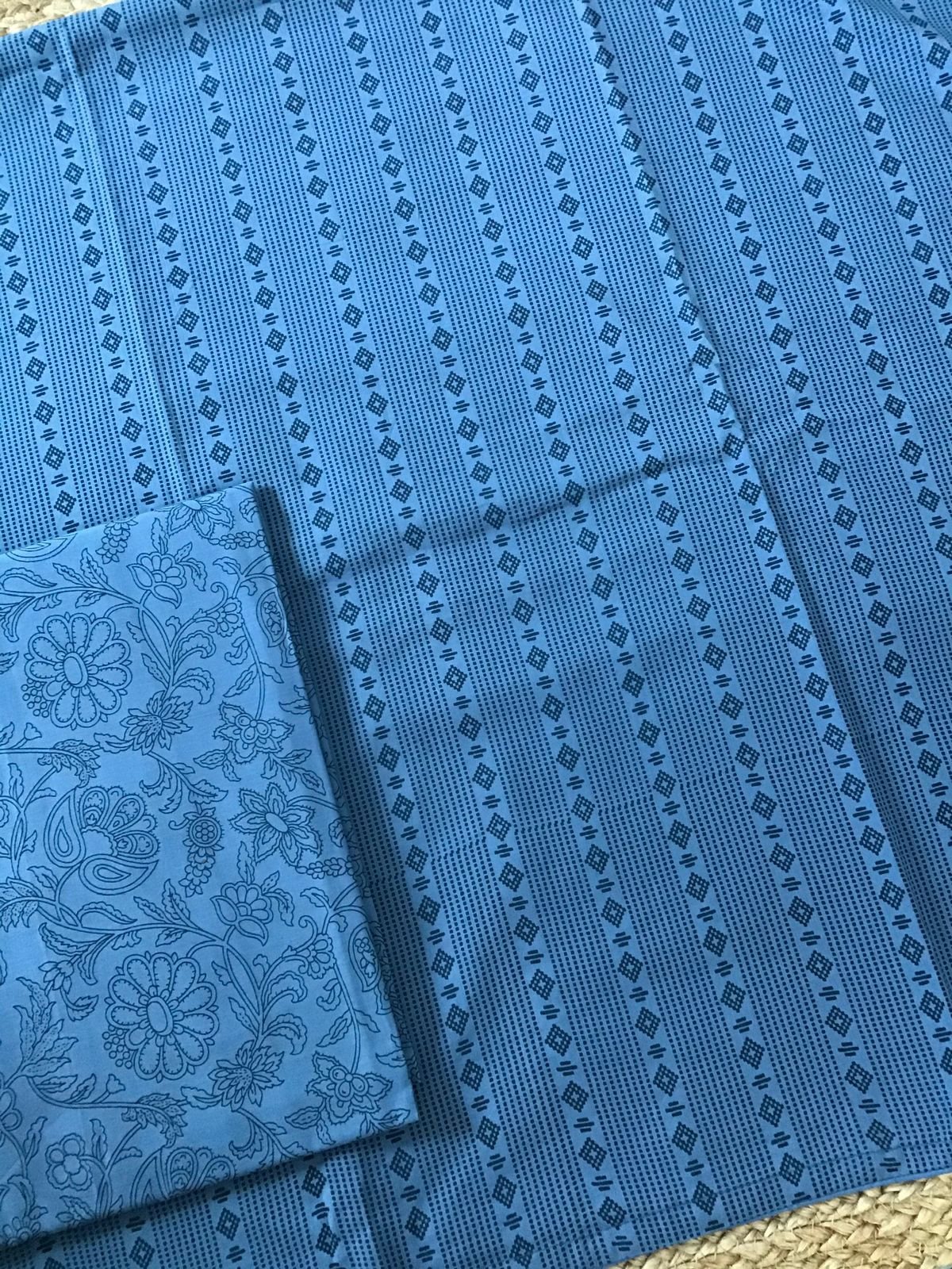 Pure Cotton Printed Suit - Blue