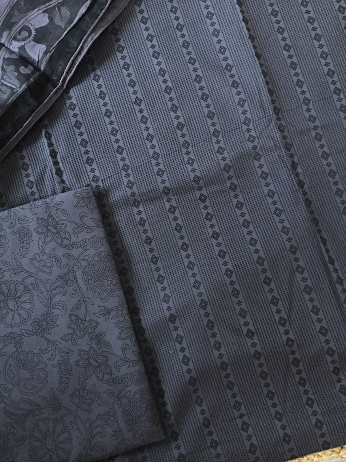 Pure Cotton Printed Suit - Black